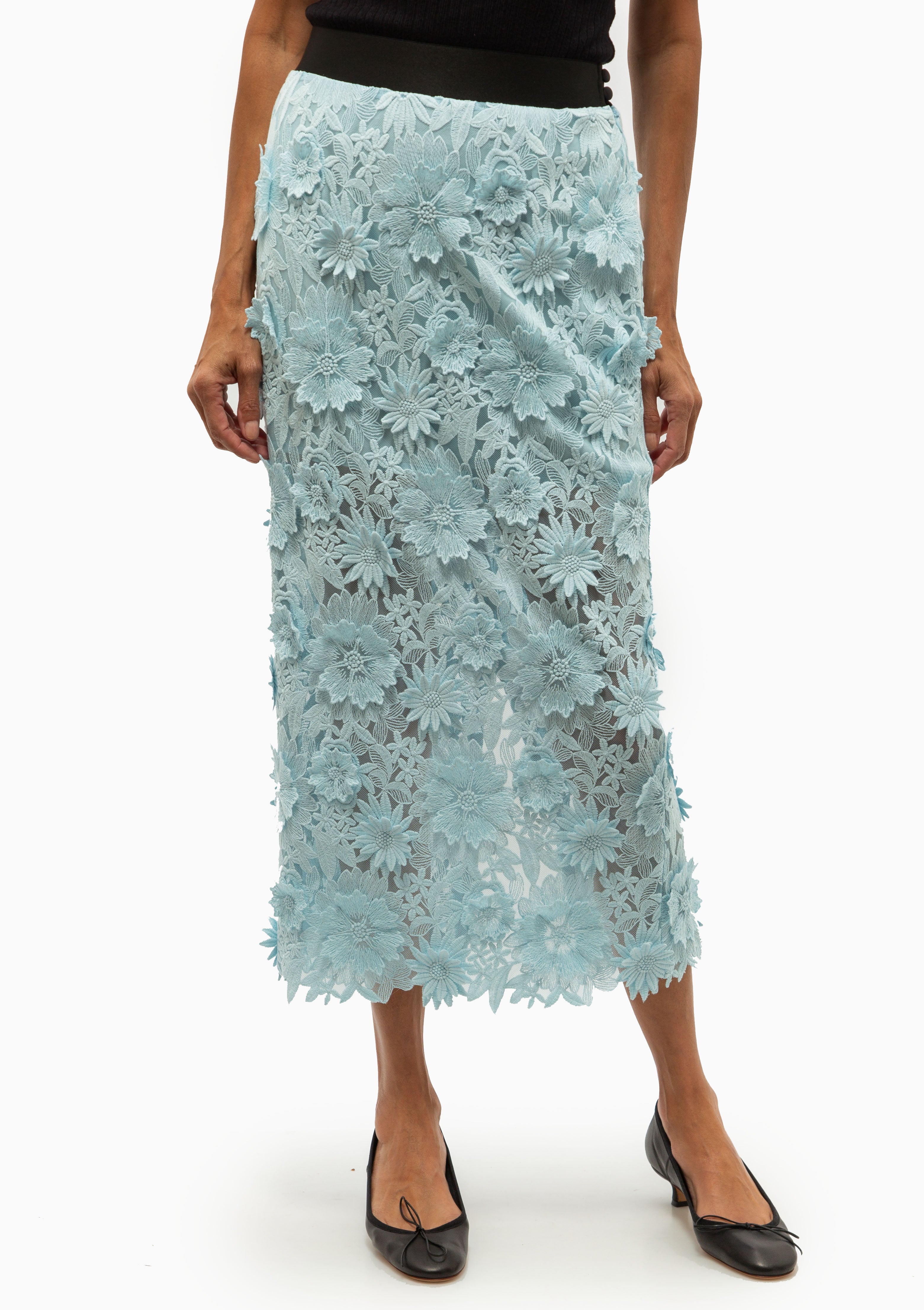 Applique Pencil Skirt | Robins Egg