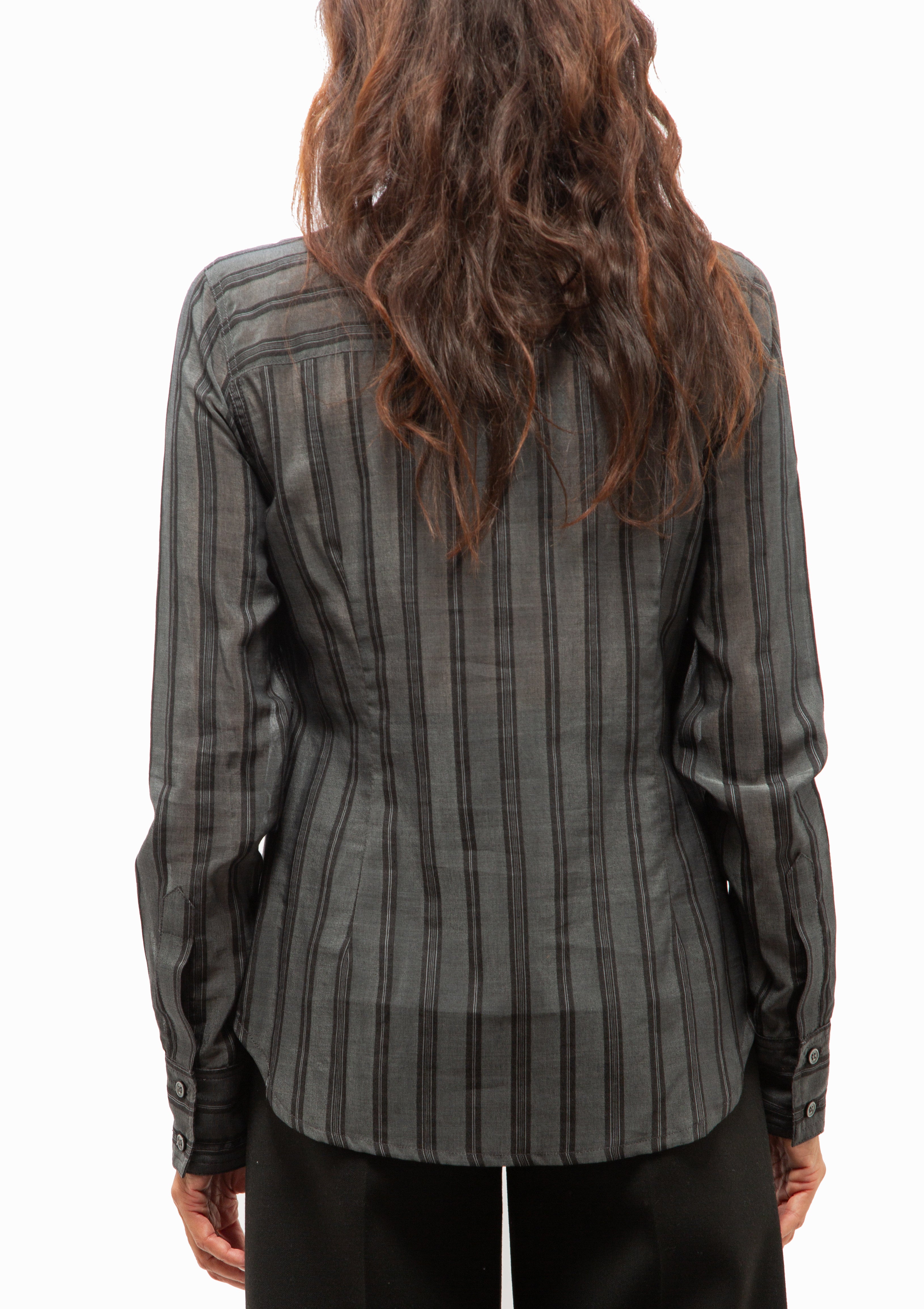 Band-Collar Shirt | Smoke Stripe