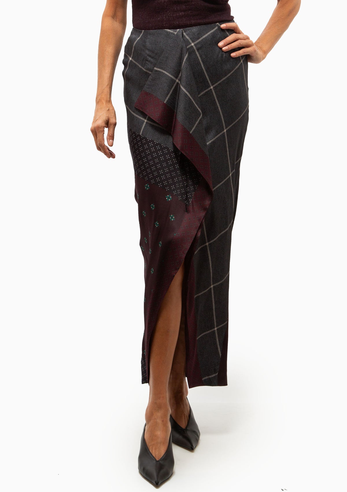 Front Ruffle Skirt | Slate Patchwork