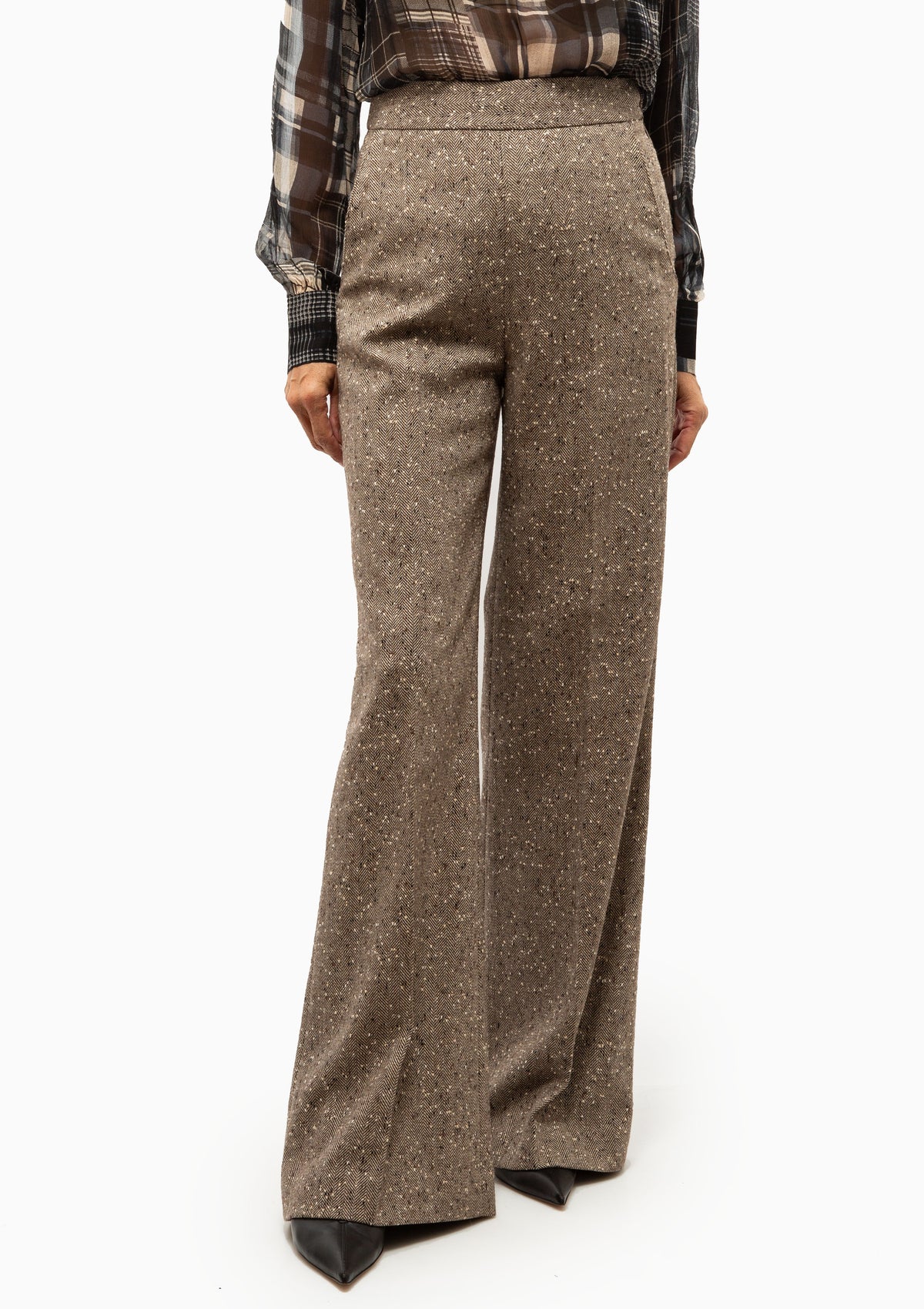 High Rise Wide Leg Pant | Biscotti Tweed