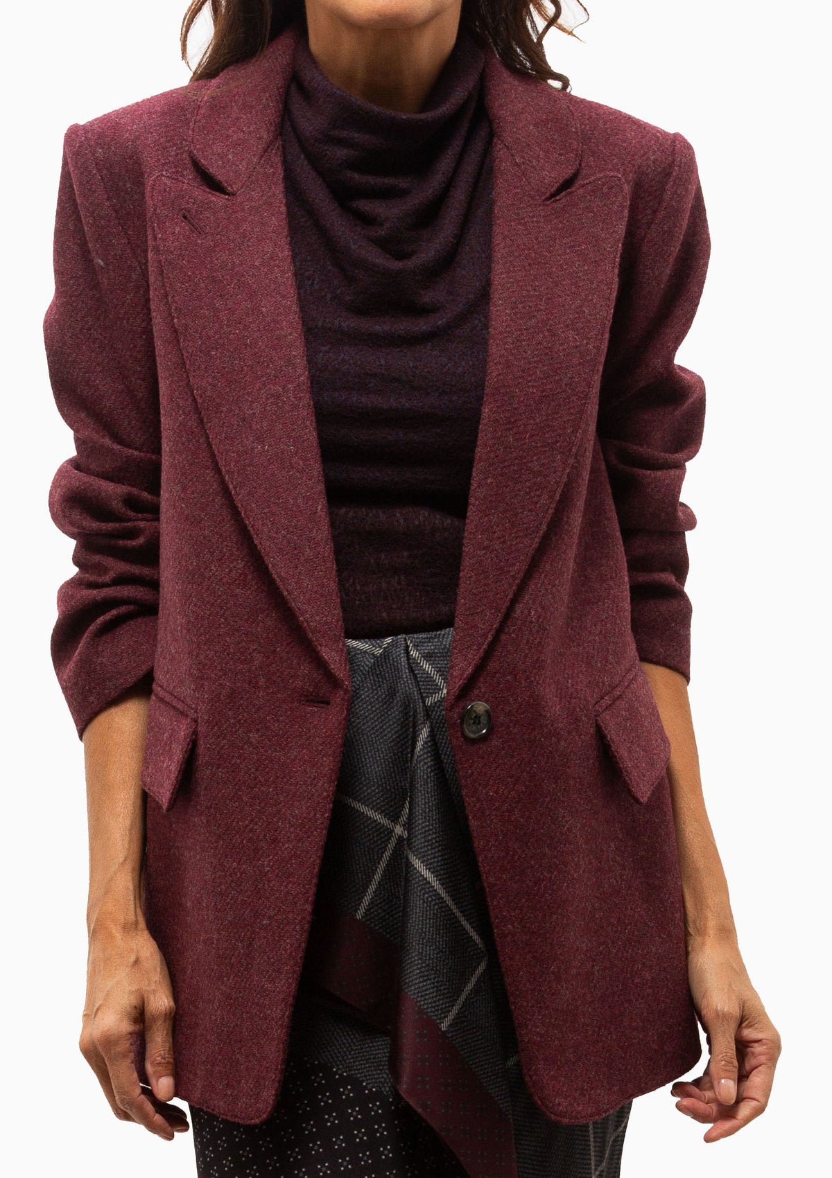Oversized Long Lapel Blazer | Bordeaux
