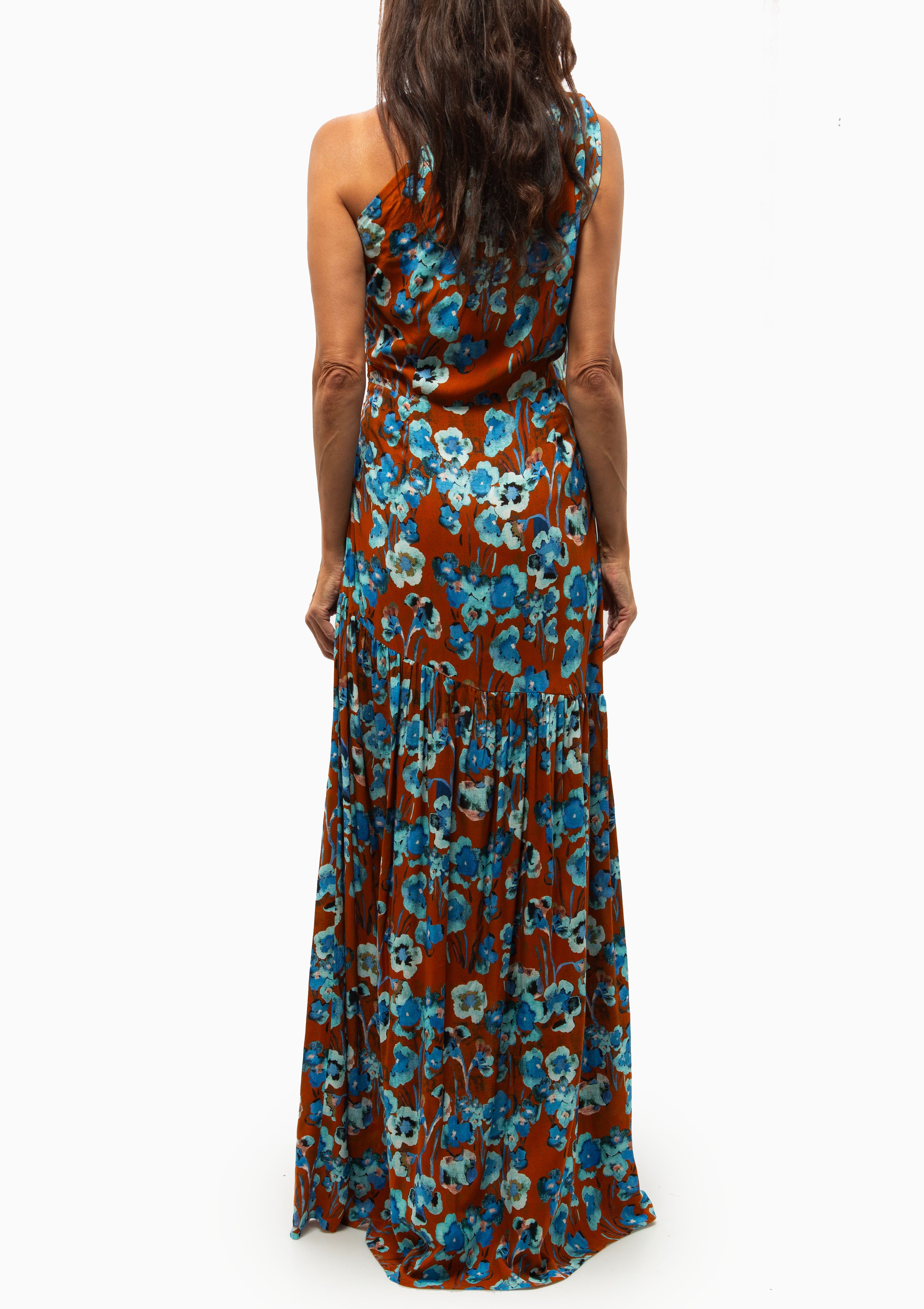 Single Shoulder Maxi Dress | Desert Floral