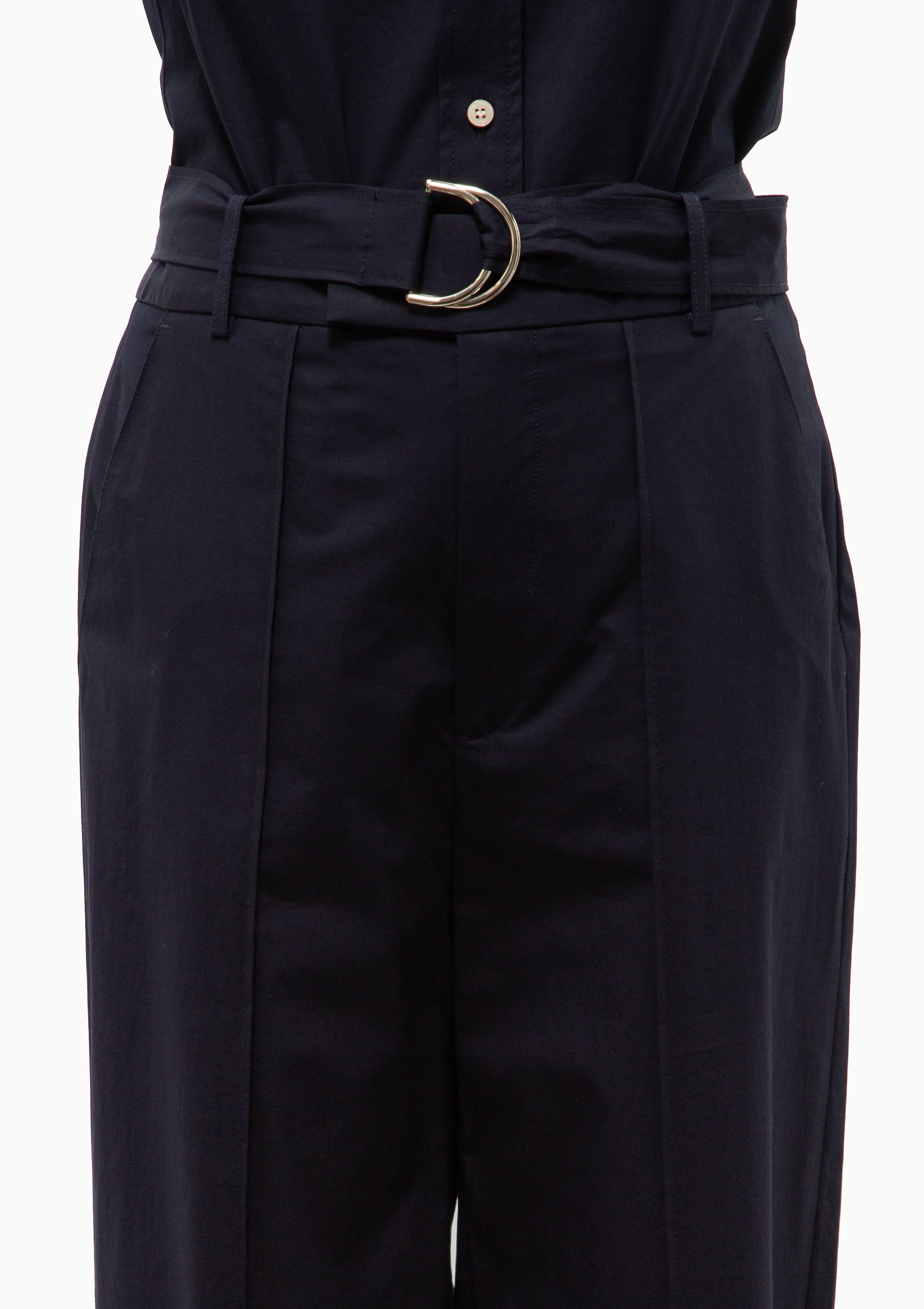 Straight Leg D-Ring Trouser | Navy Poplin