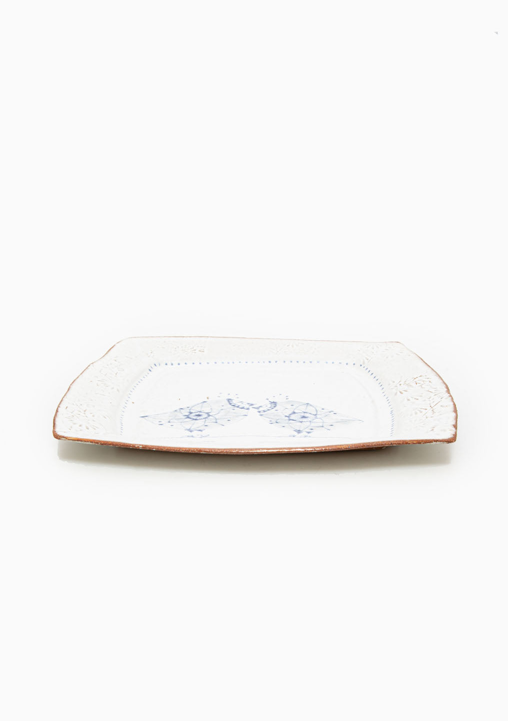 Large Square Platter Love Birds Blue 3