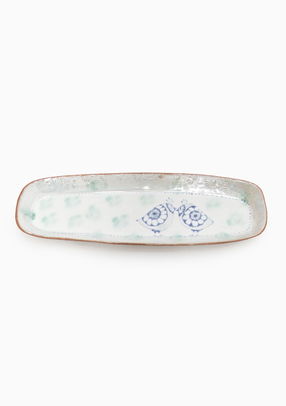 Long Oval Tray Love Birds Blue 1
