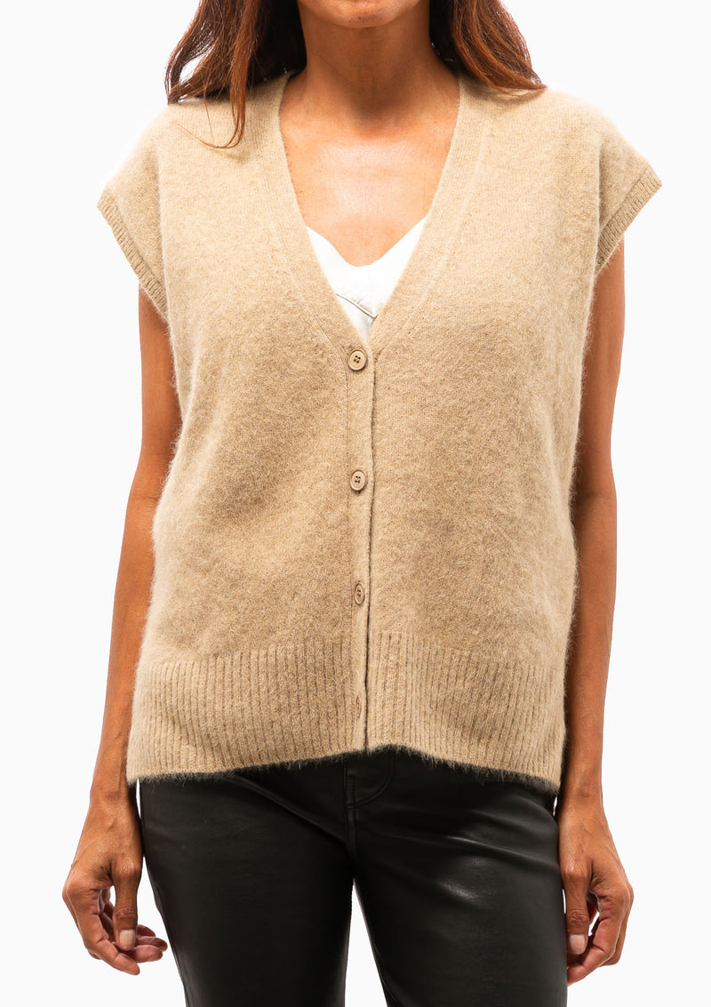 Oversize Sweater Vest | Camel