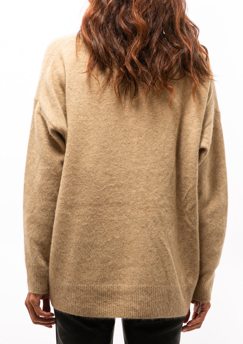 Oversize V-Neck Pullover | Camel