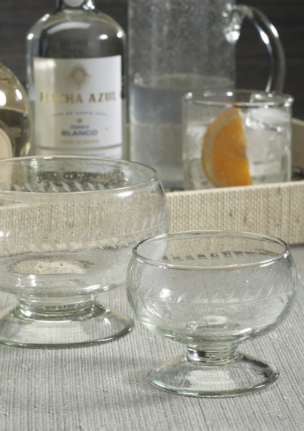 Tuscan Handmade Etched Glass Bowl | Small