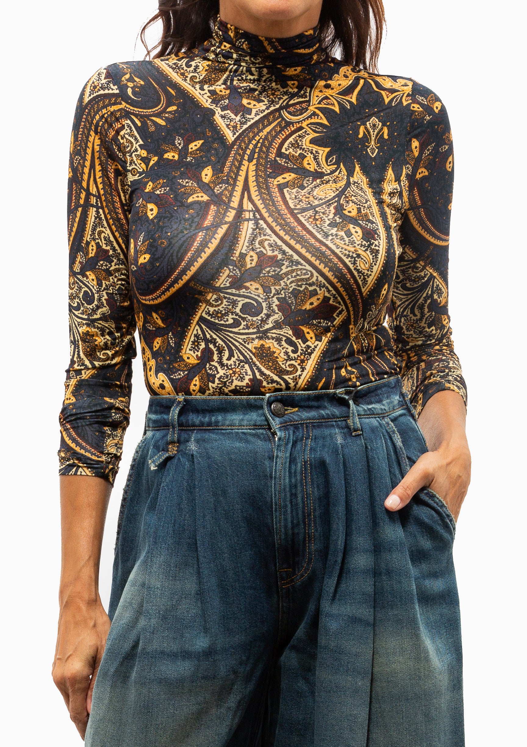 Aurelia Long Sleeve Jersey Top | Twilight Paisley