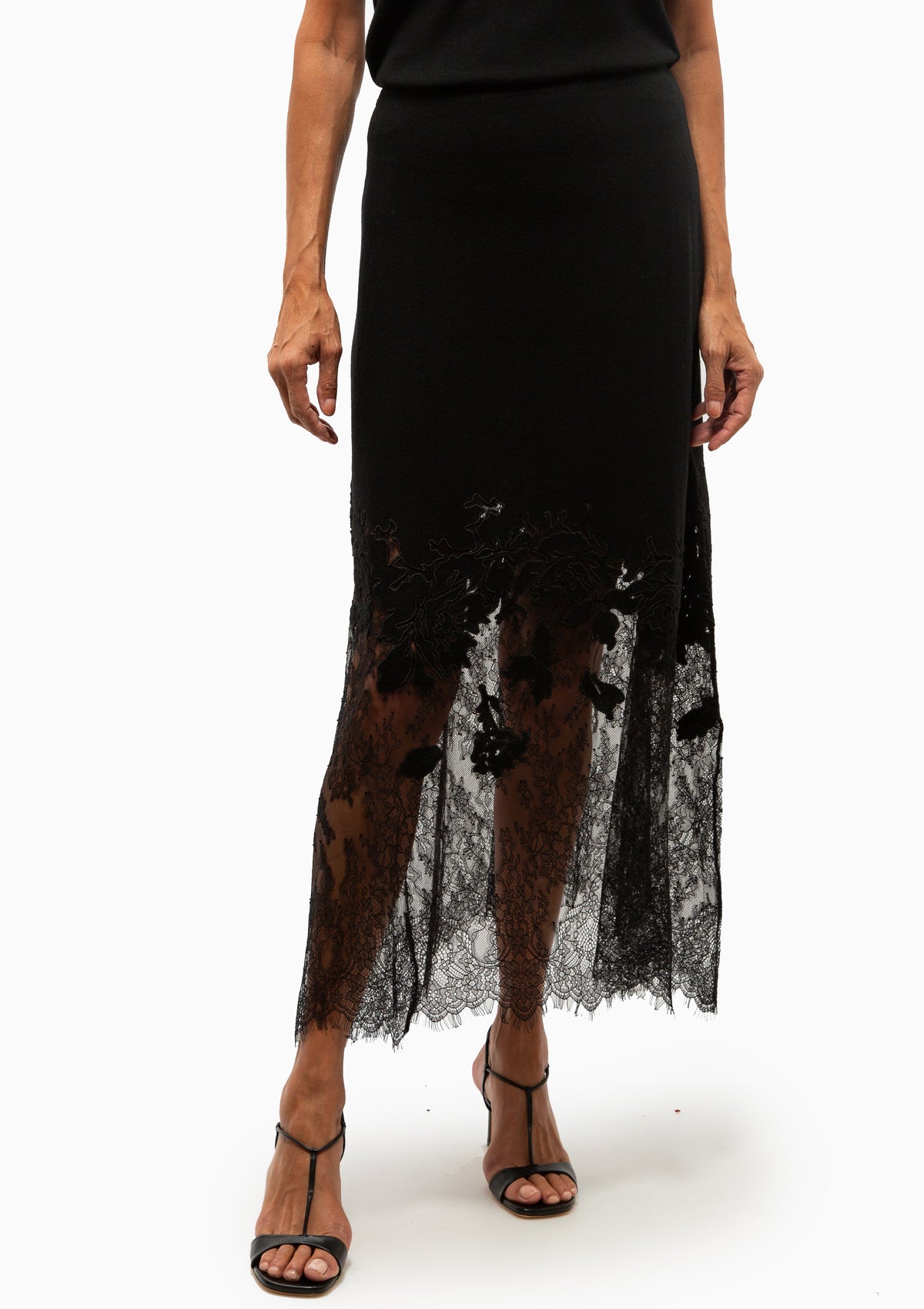 Josina Lace Midi Skirt | Noir
