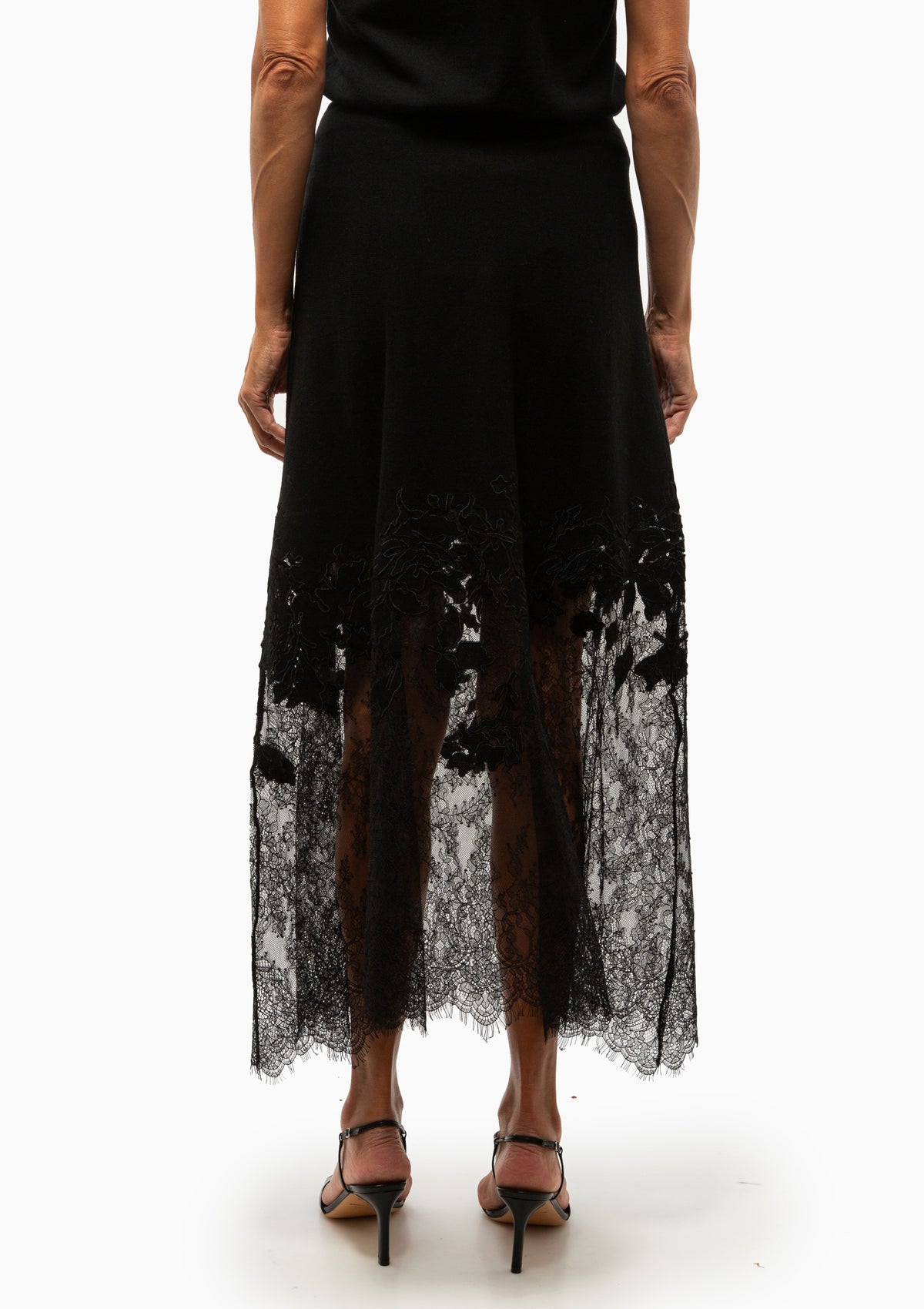 Josina Lace Midi Skirt | Noir
