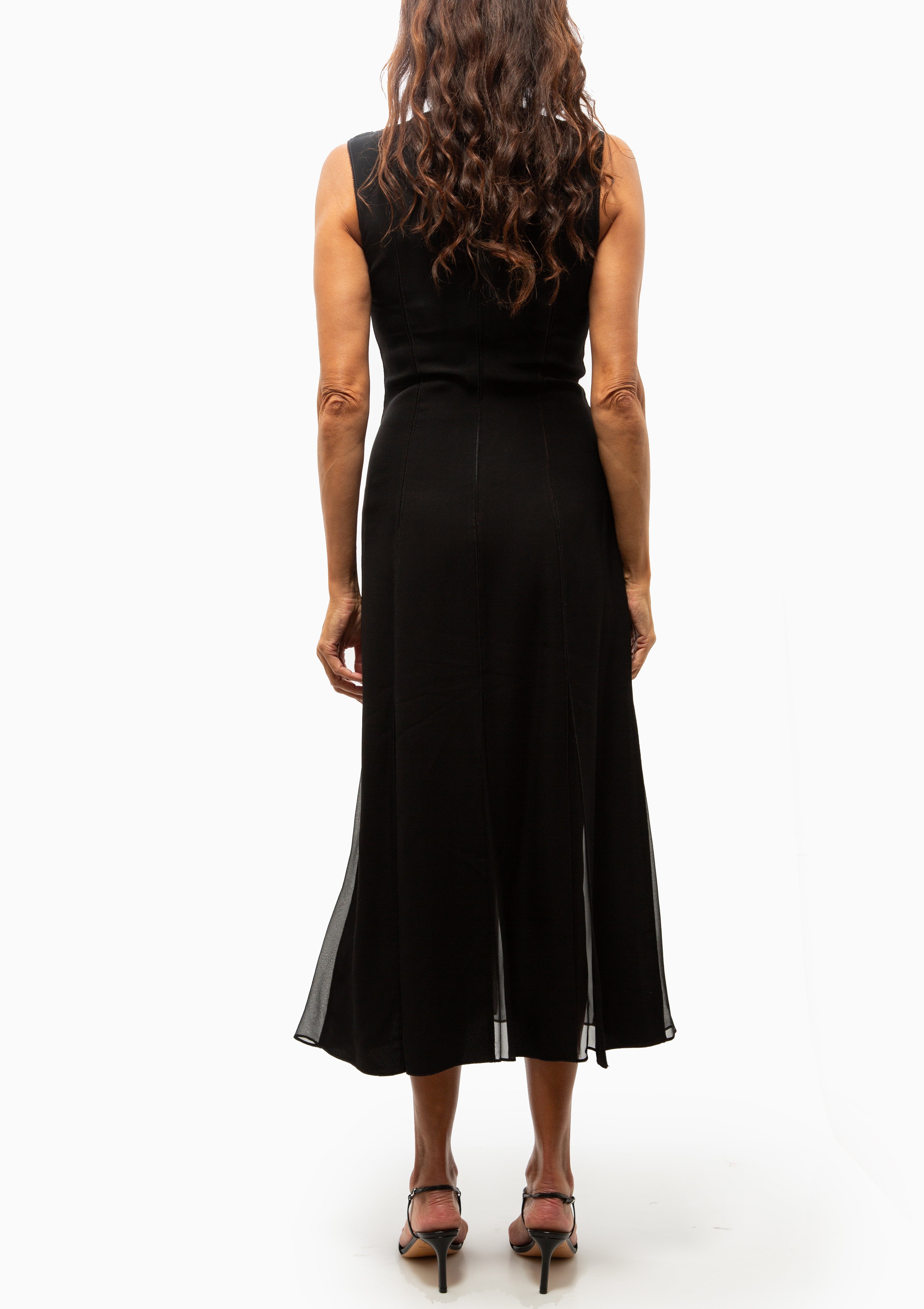 Laure Sleeveless Midi Dress | Noir