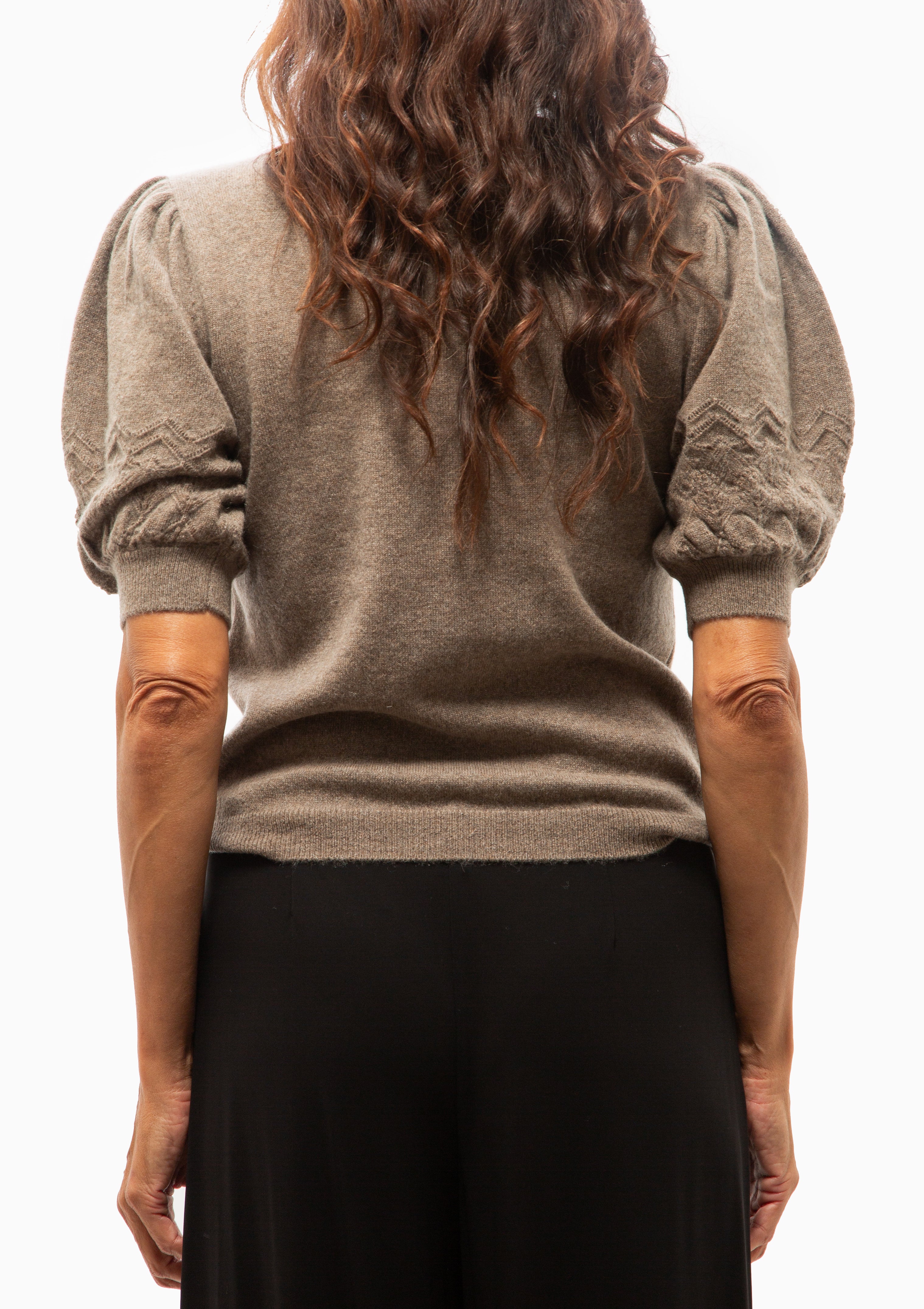 Reina Puff Cashmere Top | Driftwood