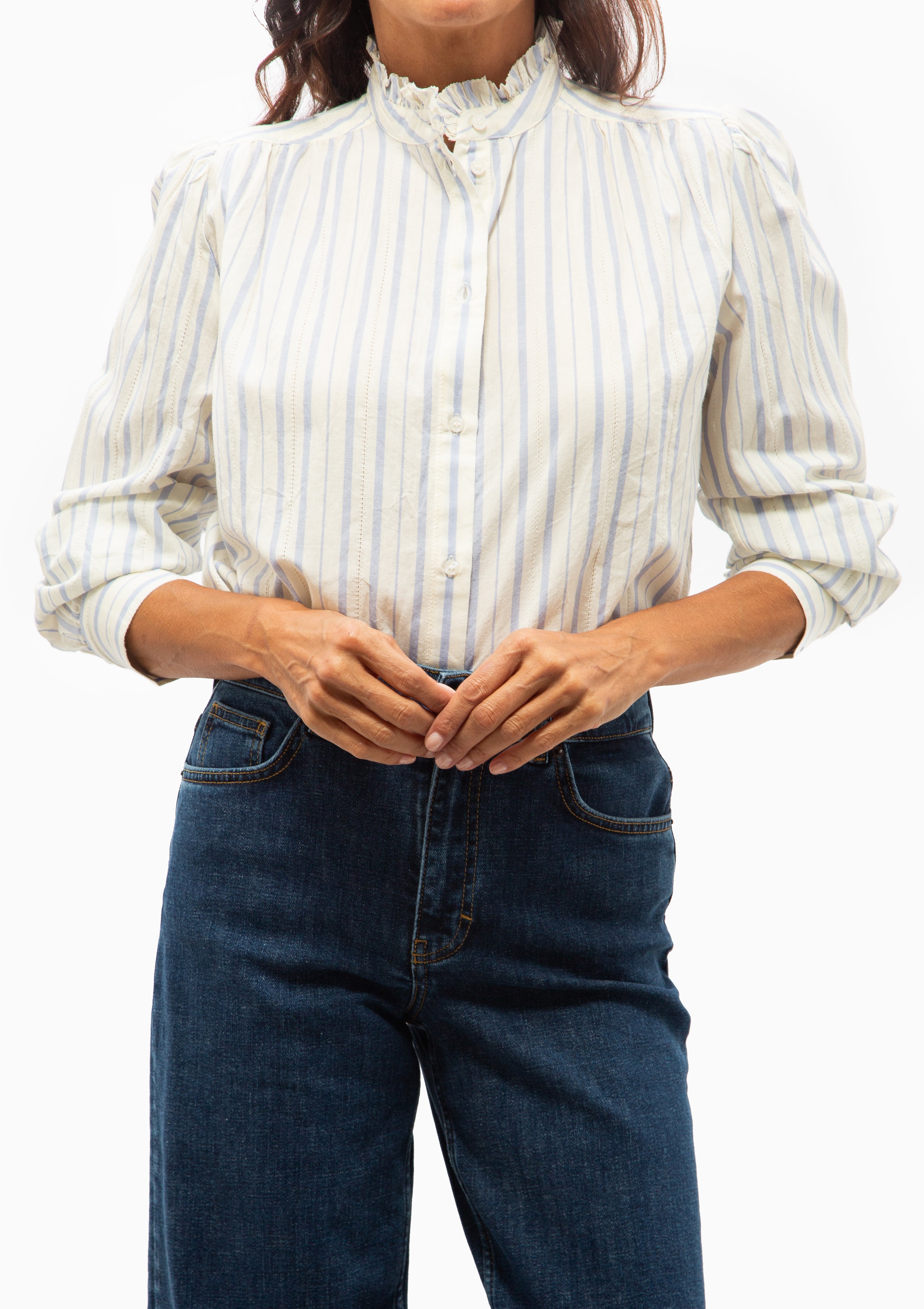 Hilda Blouse | Ecru/Bleu