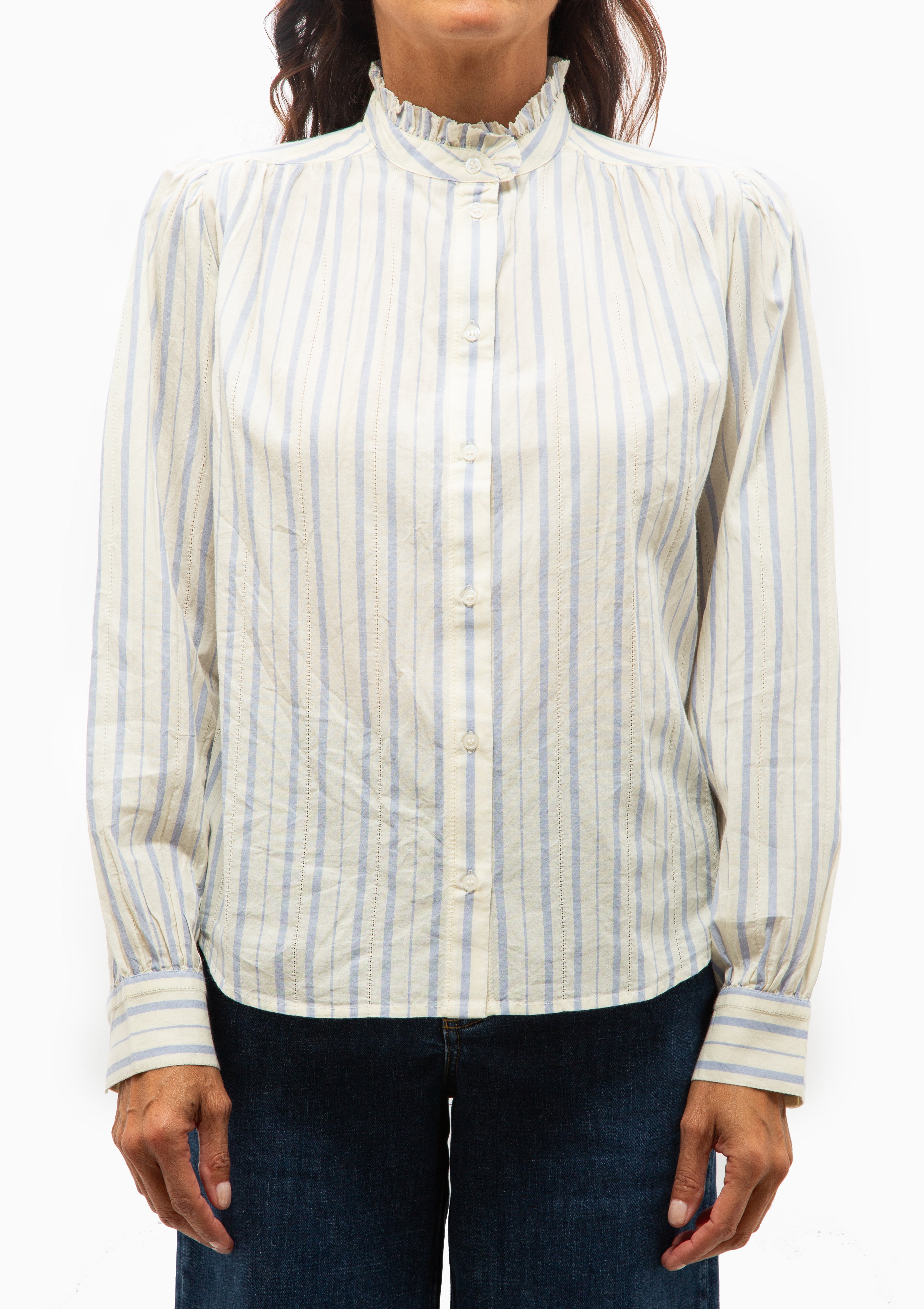 Hilda Blouse | Ecru/Bleu