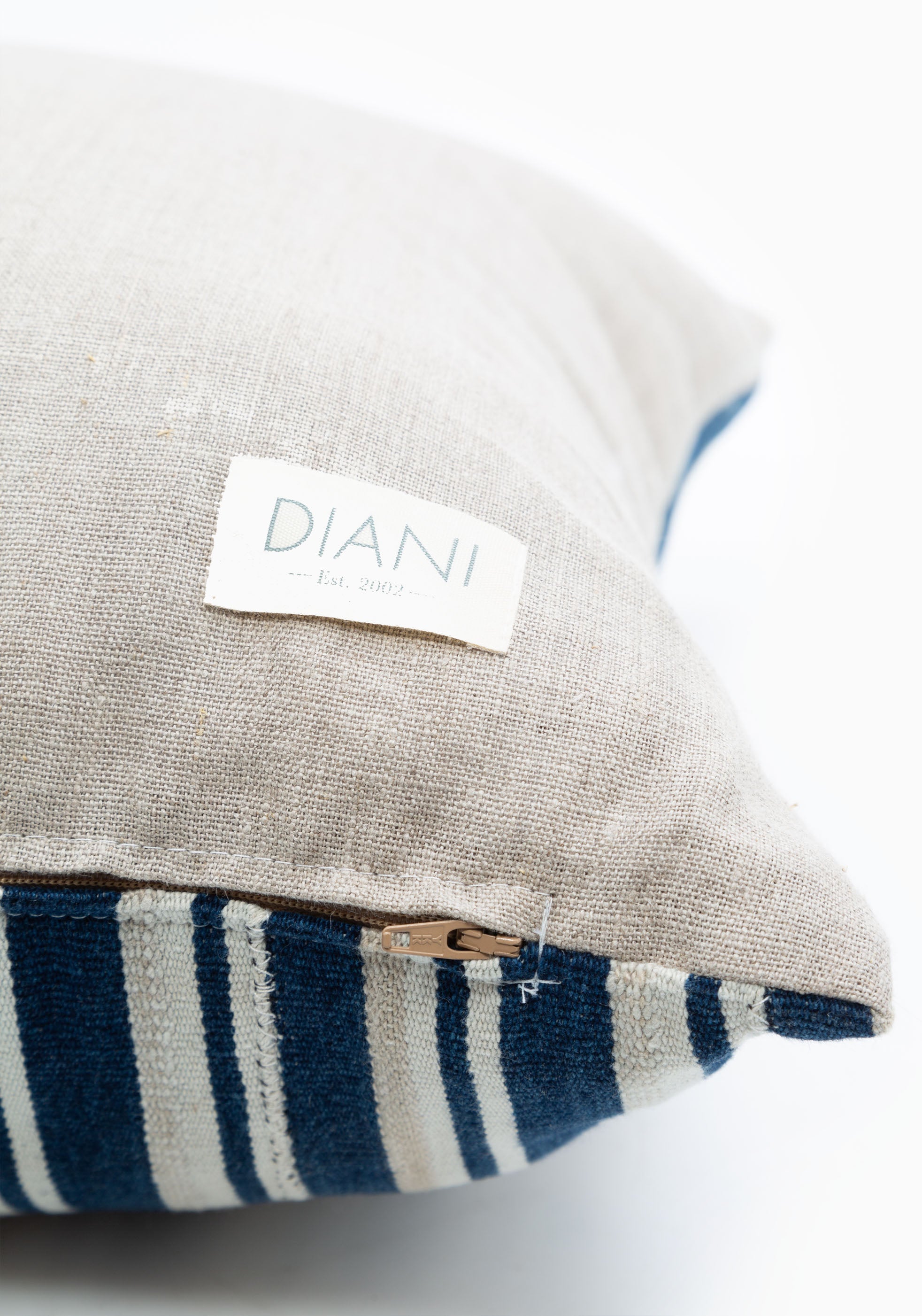 Vintage Blue/Taupe/Ivory Stripe Cushion | 20"x20"