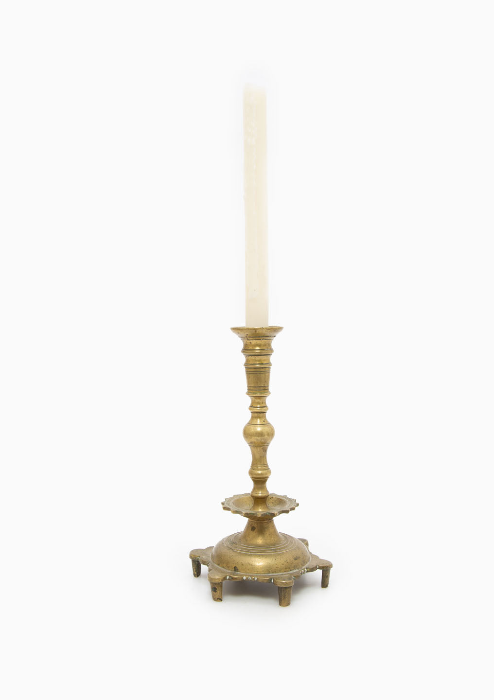 Vintage Brass Footed Candlestick Single, 10"