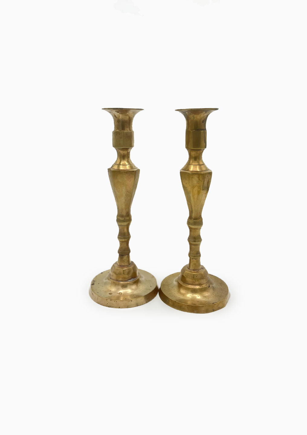Vintage Brass Candlesticks Pair | 10.25"