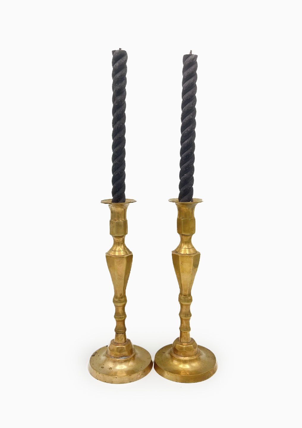 Vintage Brass Candlesticks Pair | 10.25"