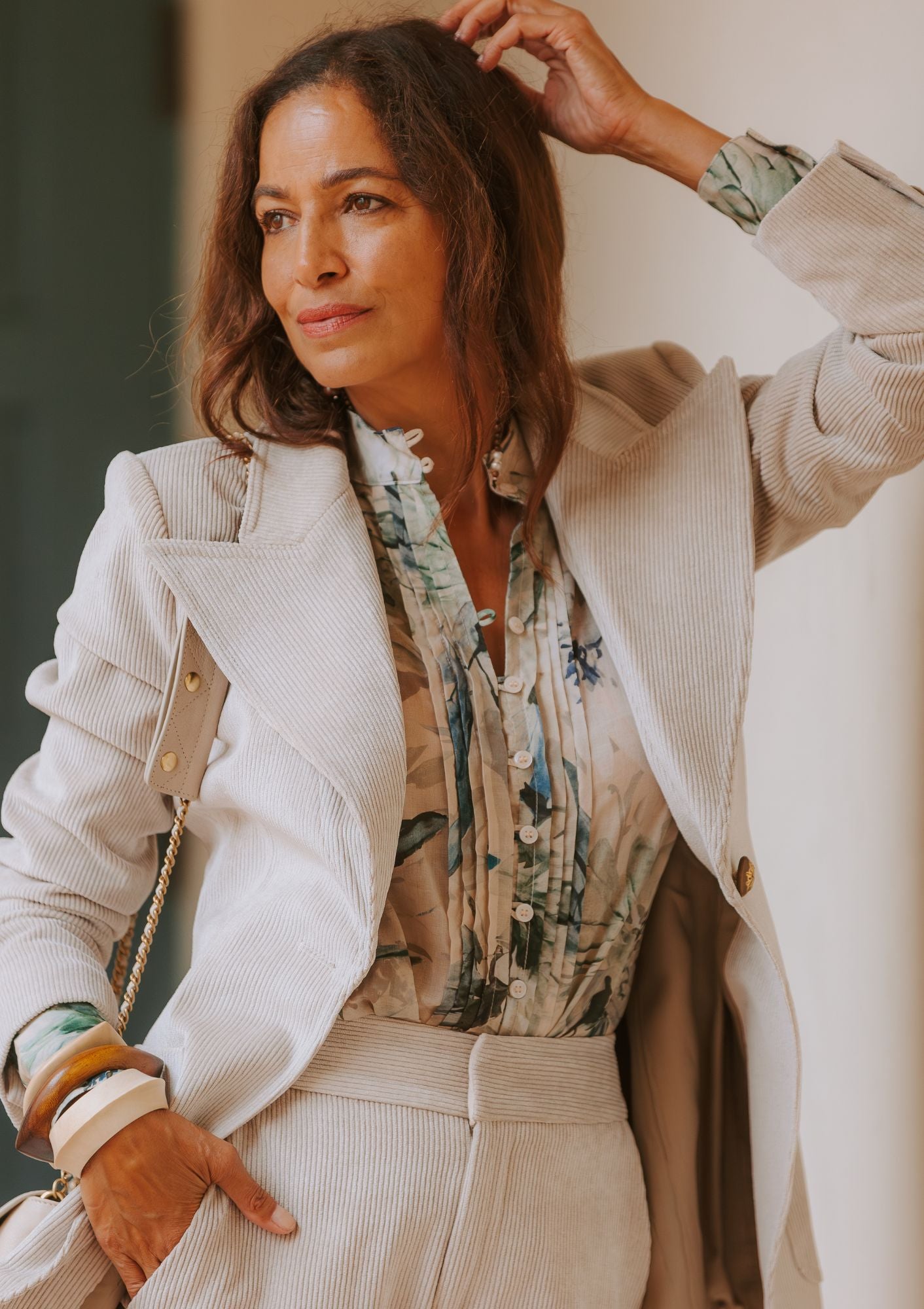 Bishop Sleeve Frontier Blouse | Green Brushstroke