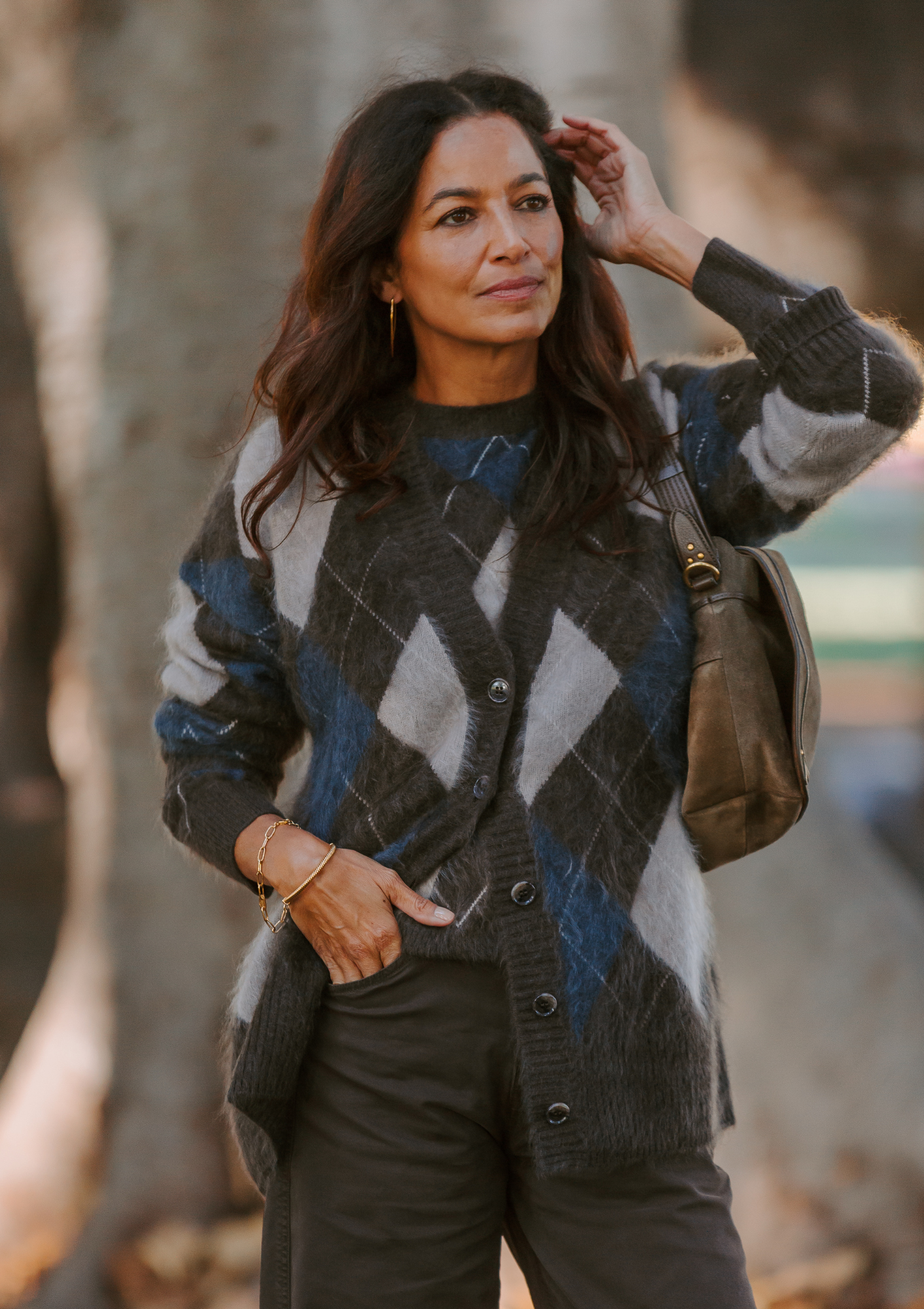 Margy Sweater | Wood Argyle Brushed