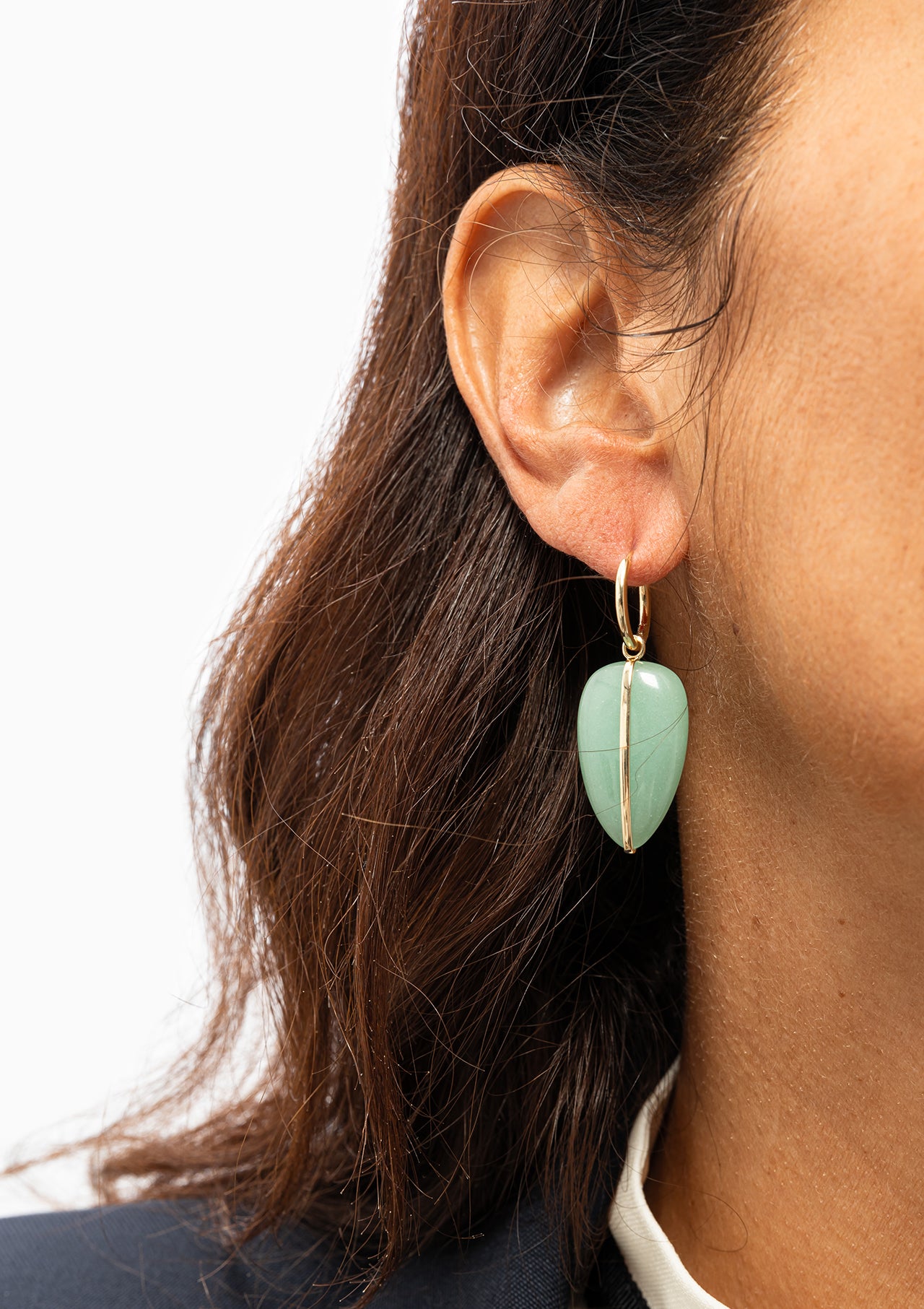 14K Large Pebble Earrings | Aventurine