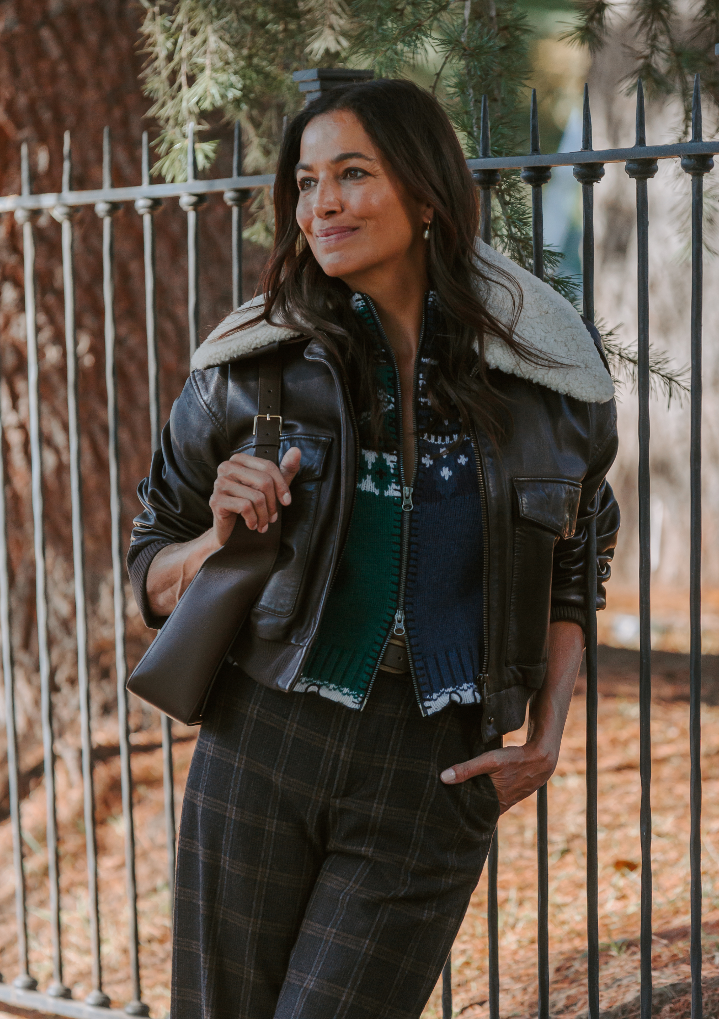 Lenoir Leather Cropped Bomber Jacket | Chocolate