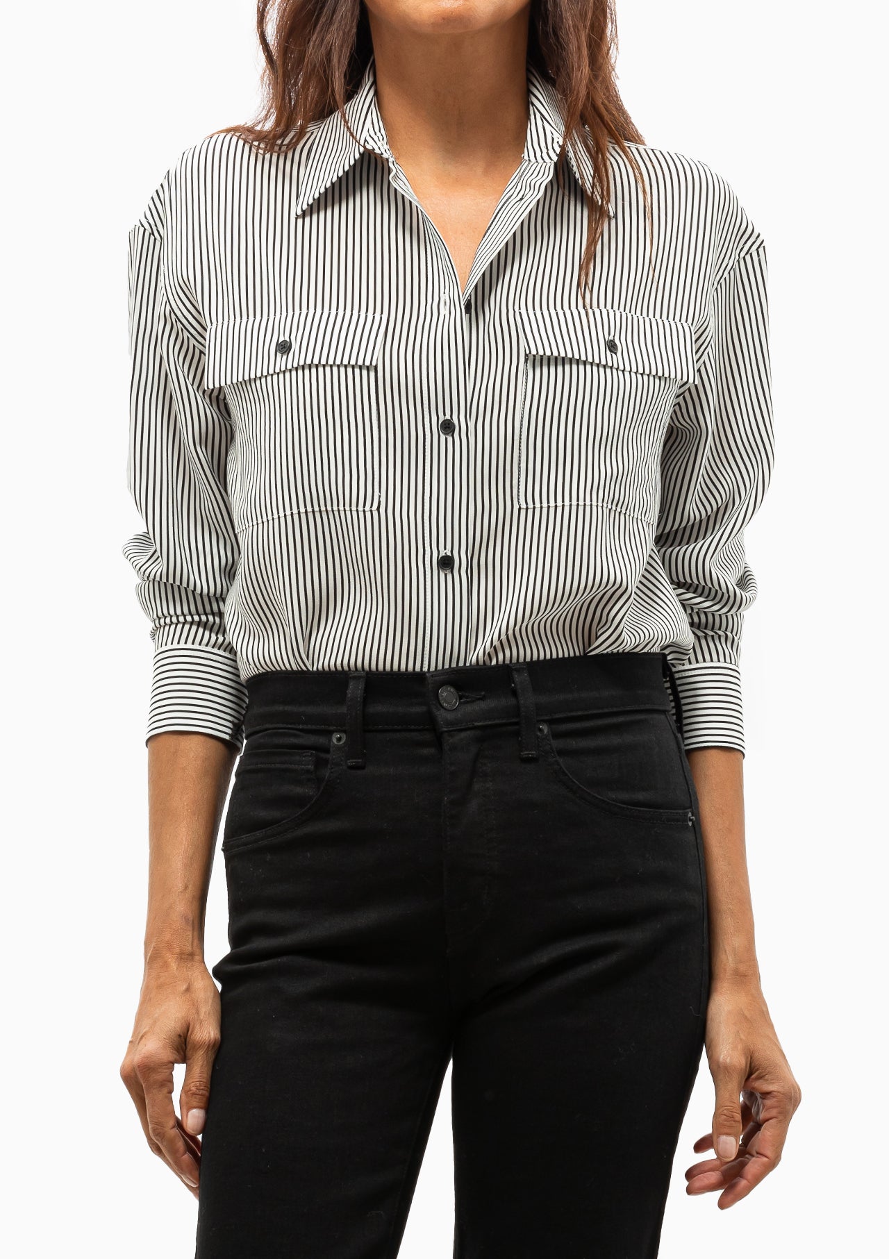 Ellias Shirt | White/Black Stripe