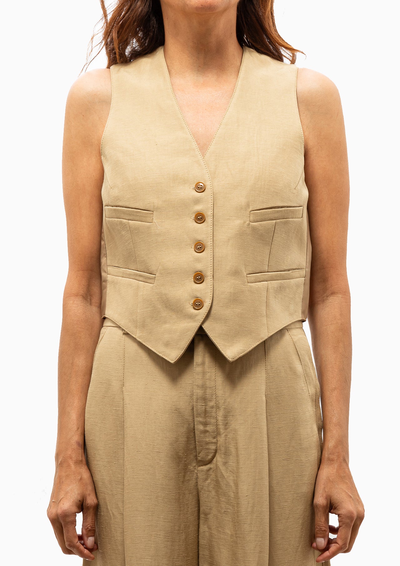 Cropped Vest | Khaki