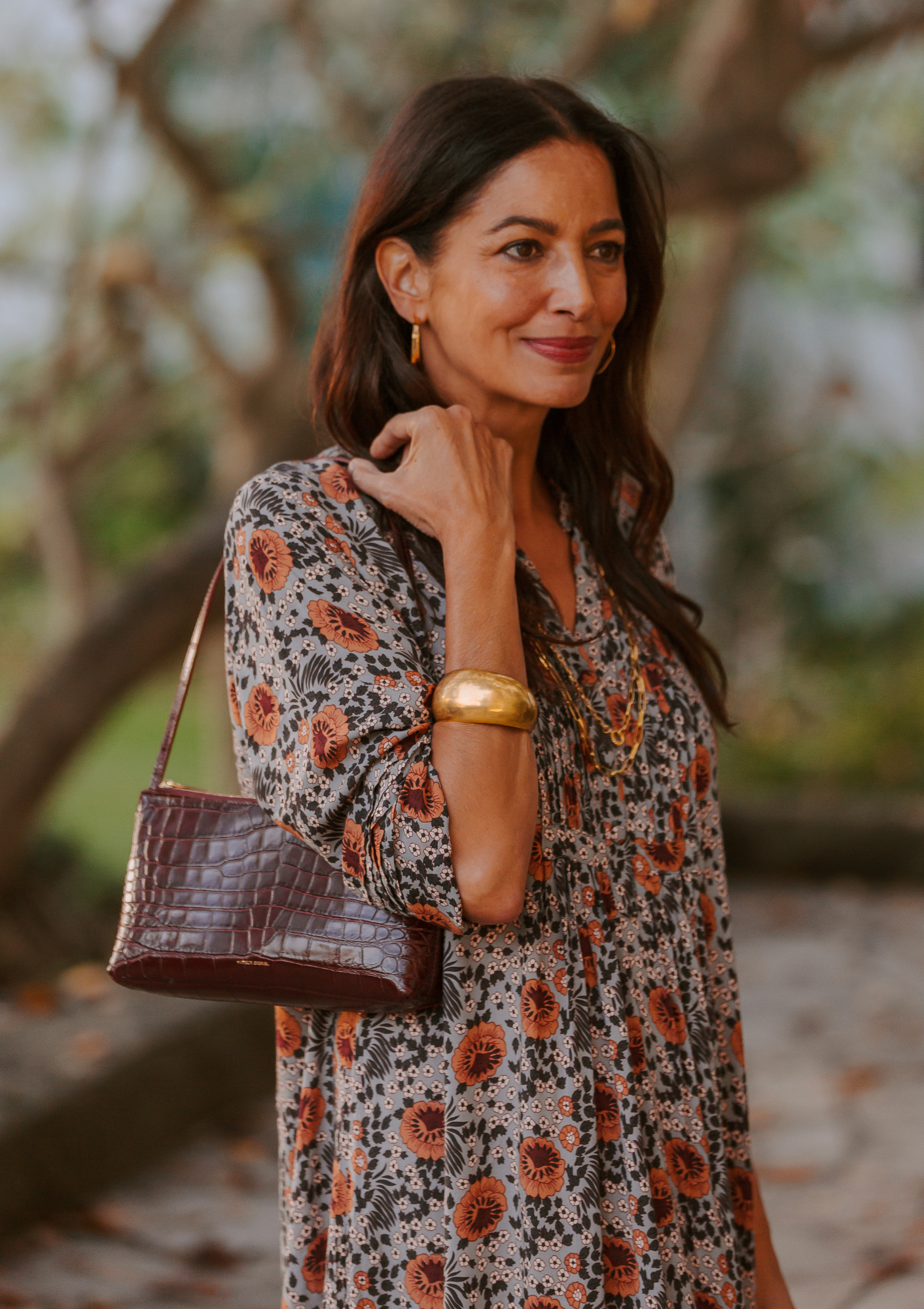 Gaia Shoulder Bag | Oxblood Croc