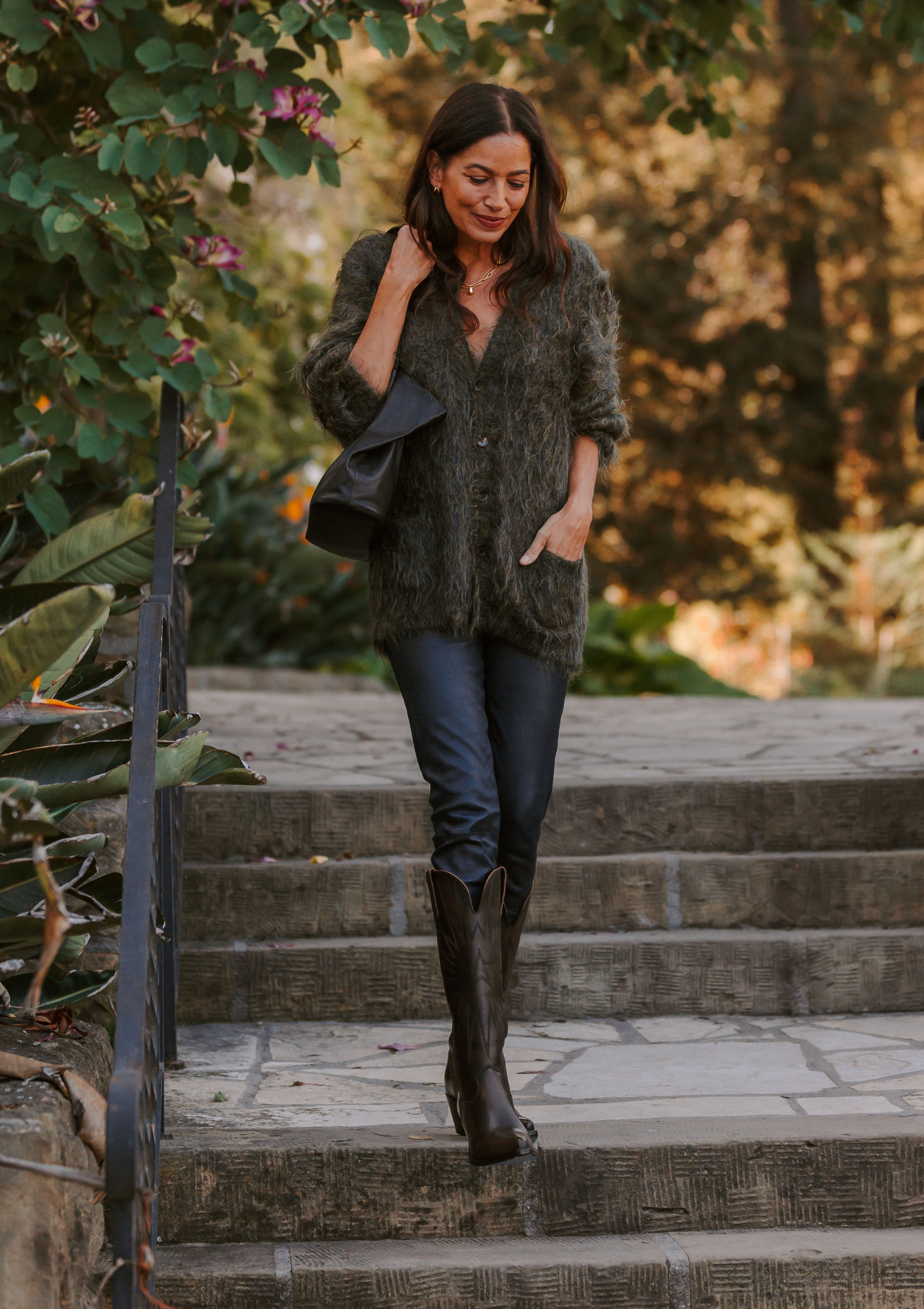 Boyfriend Cardigan | Heather Olive Green