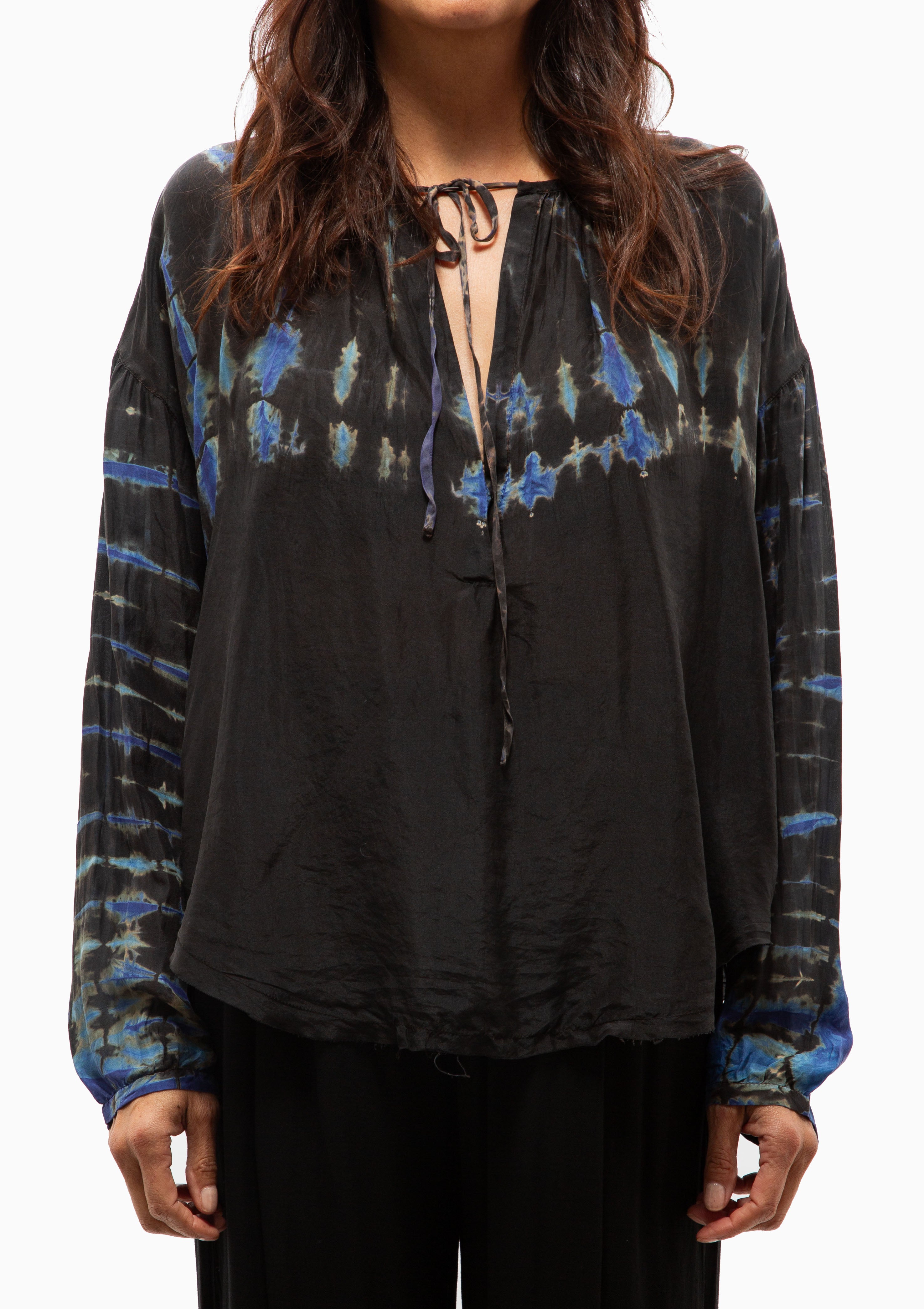 Silk Medley Poet Blouse | Black