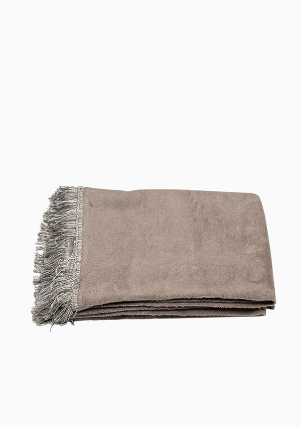 Vienna Blanket Solid With Fringes, Driftwood | 78.75" x 59"