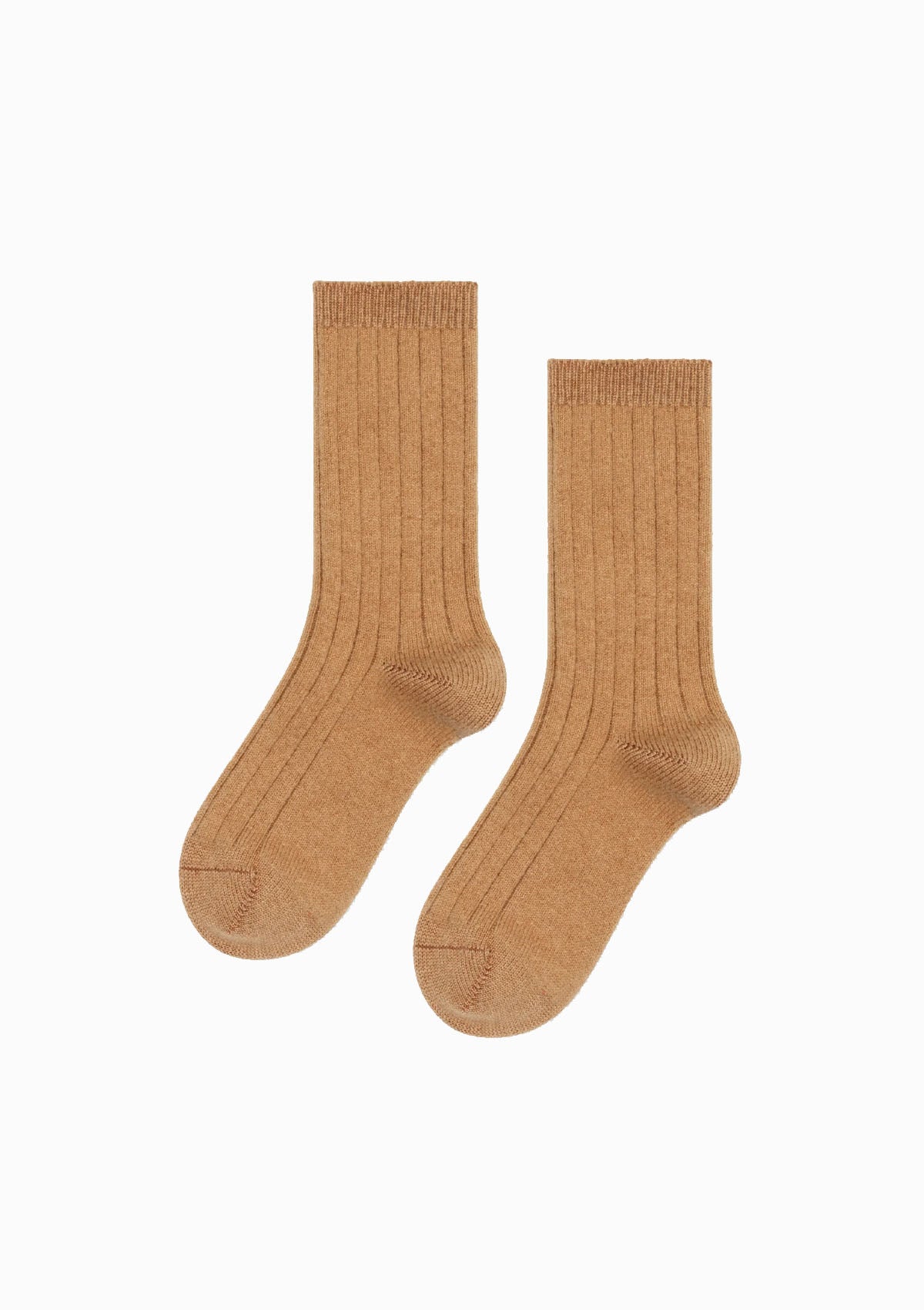 Italia Cashmere Cozy Rib Crew Socks | Camel