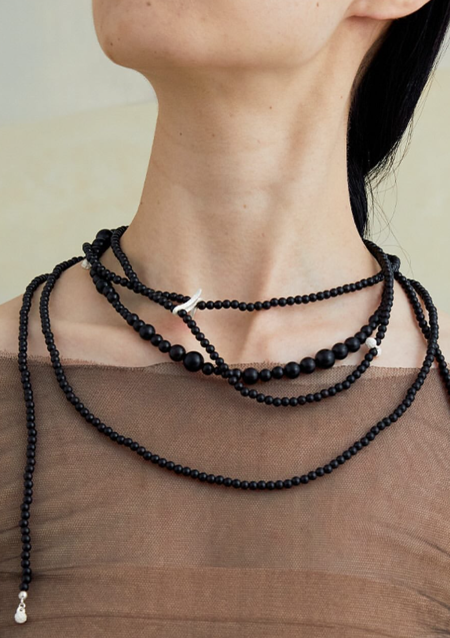 Wind Long Beaded Body Chain In Zebra Wood
