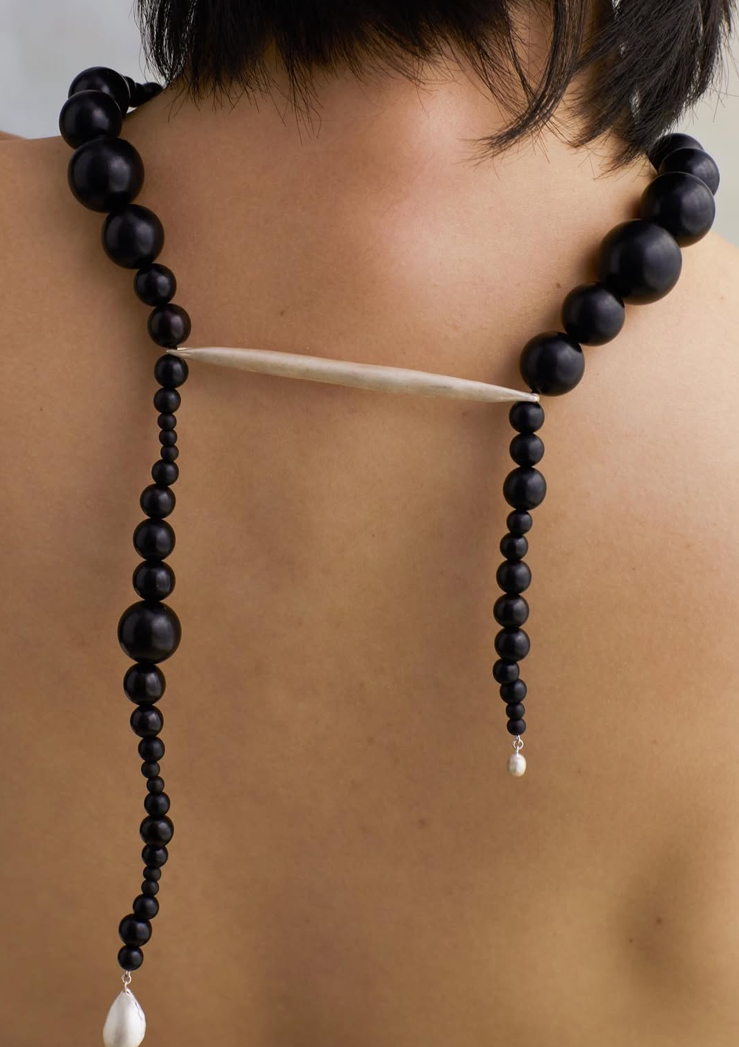 Ebony Beading With A Sprout Clip Necklace