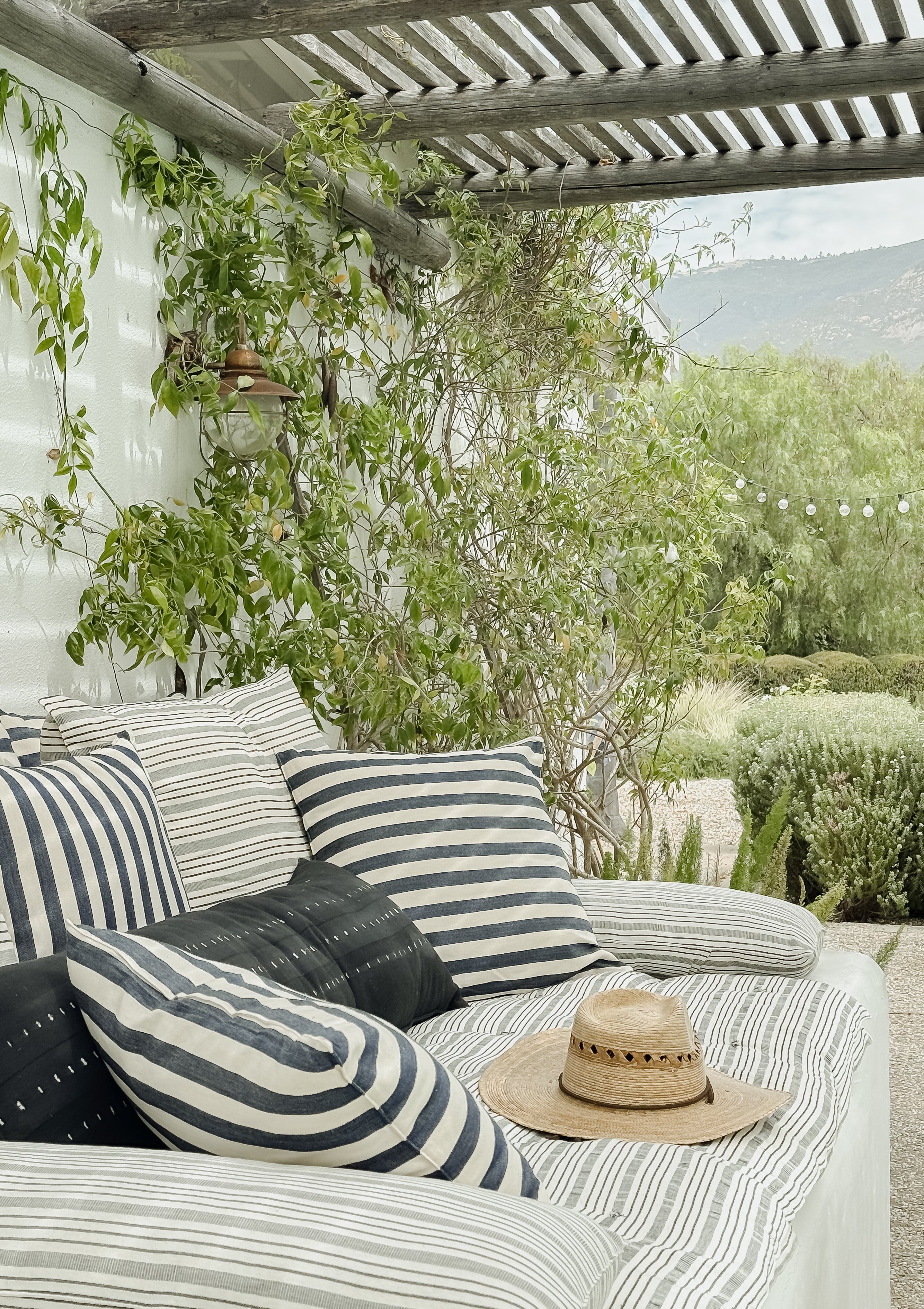 New Headboard Cushion, Natural/Navy Quad Stripe | 24" x 32"