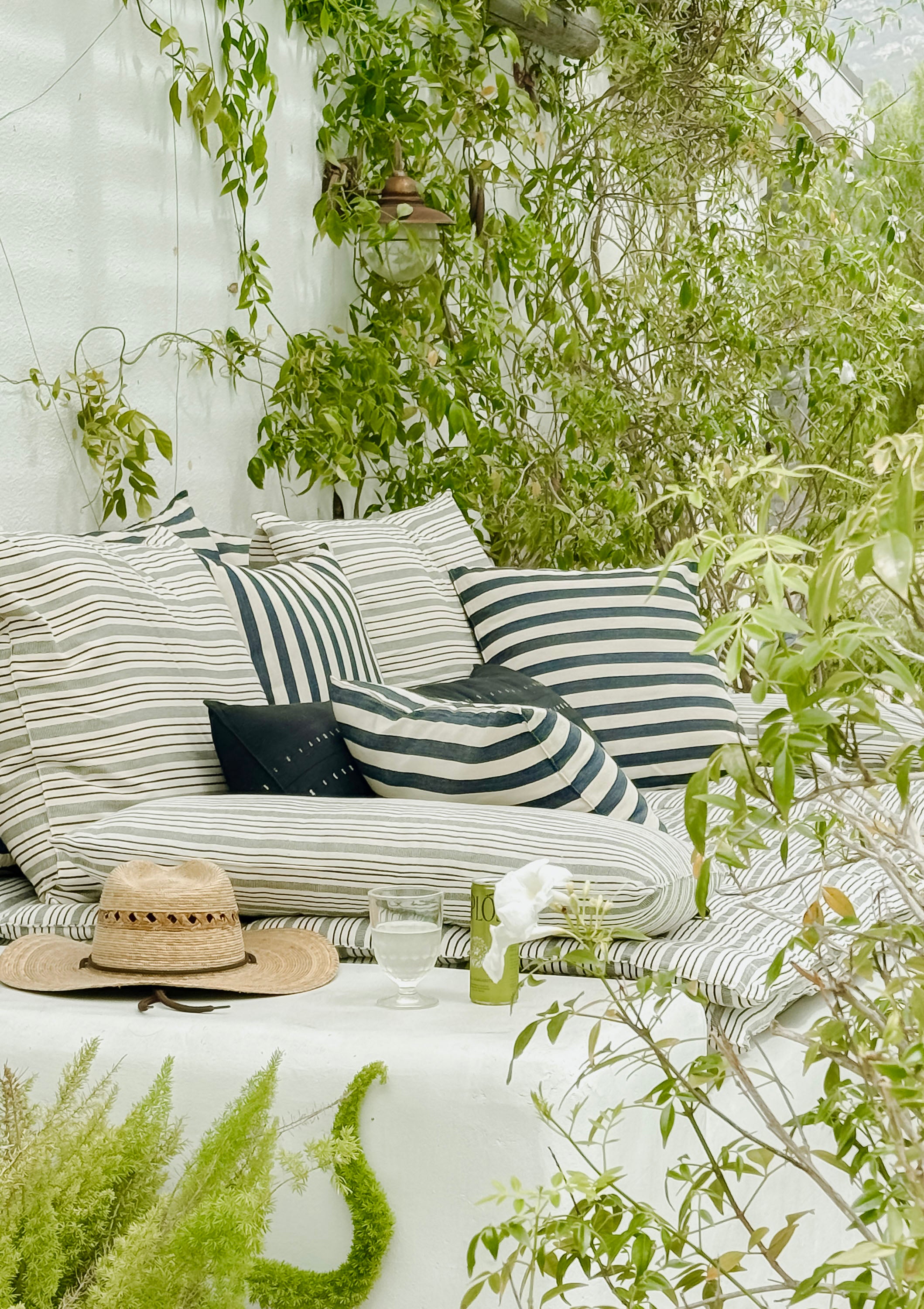 New Cushion, Natural/Navy Quad Stripe | 20" x 20"
