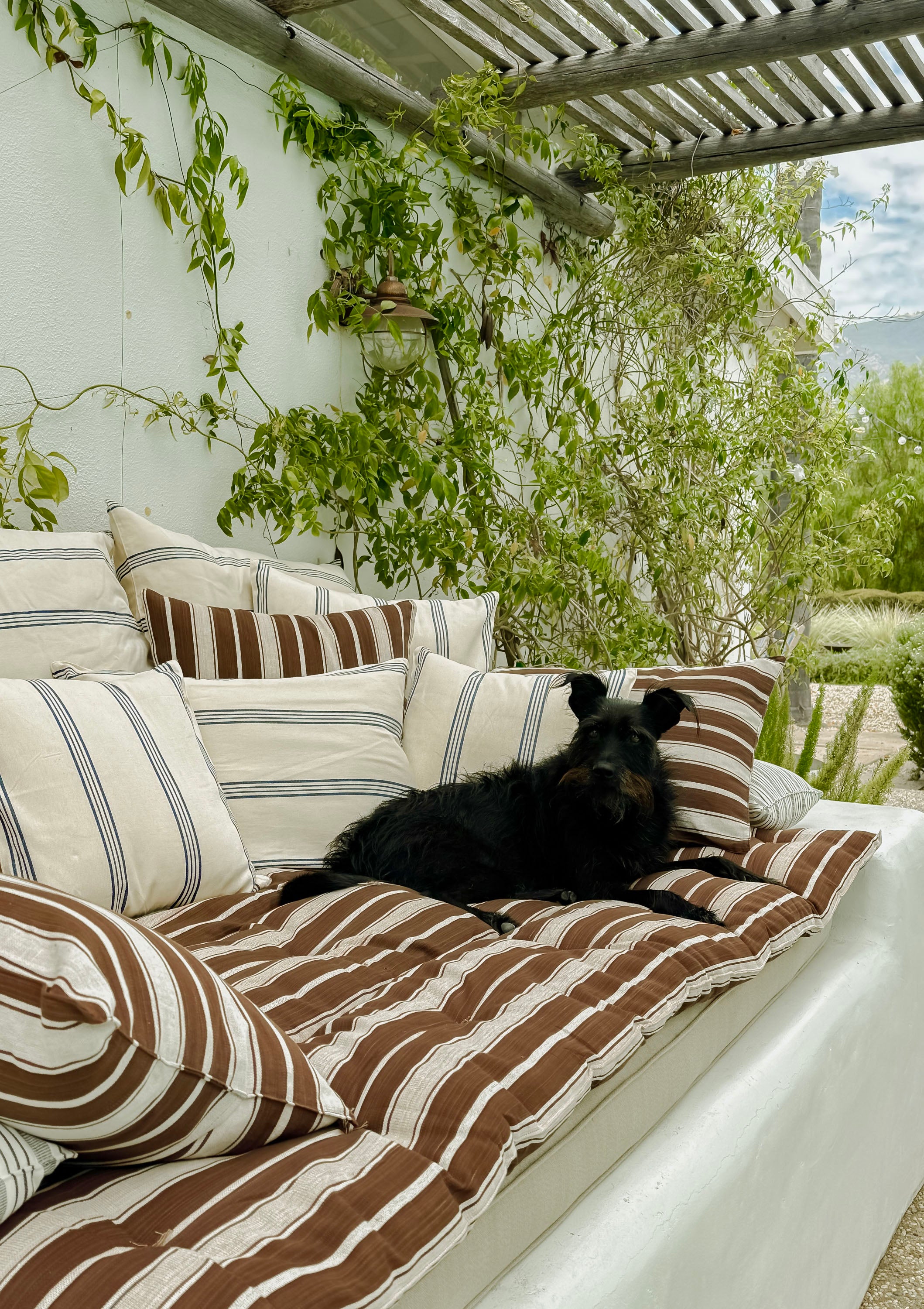 New Cushion, Navy/Ecru Thin Stripe | 20" x 20"