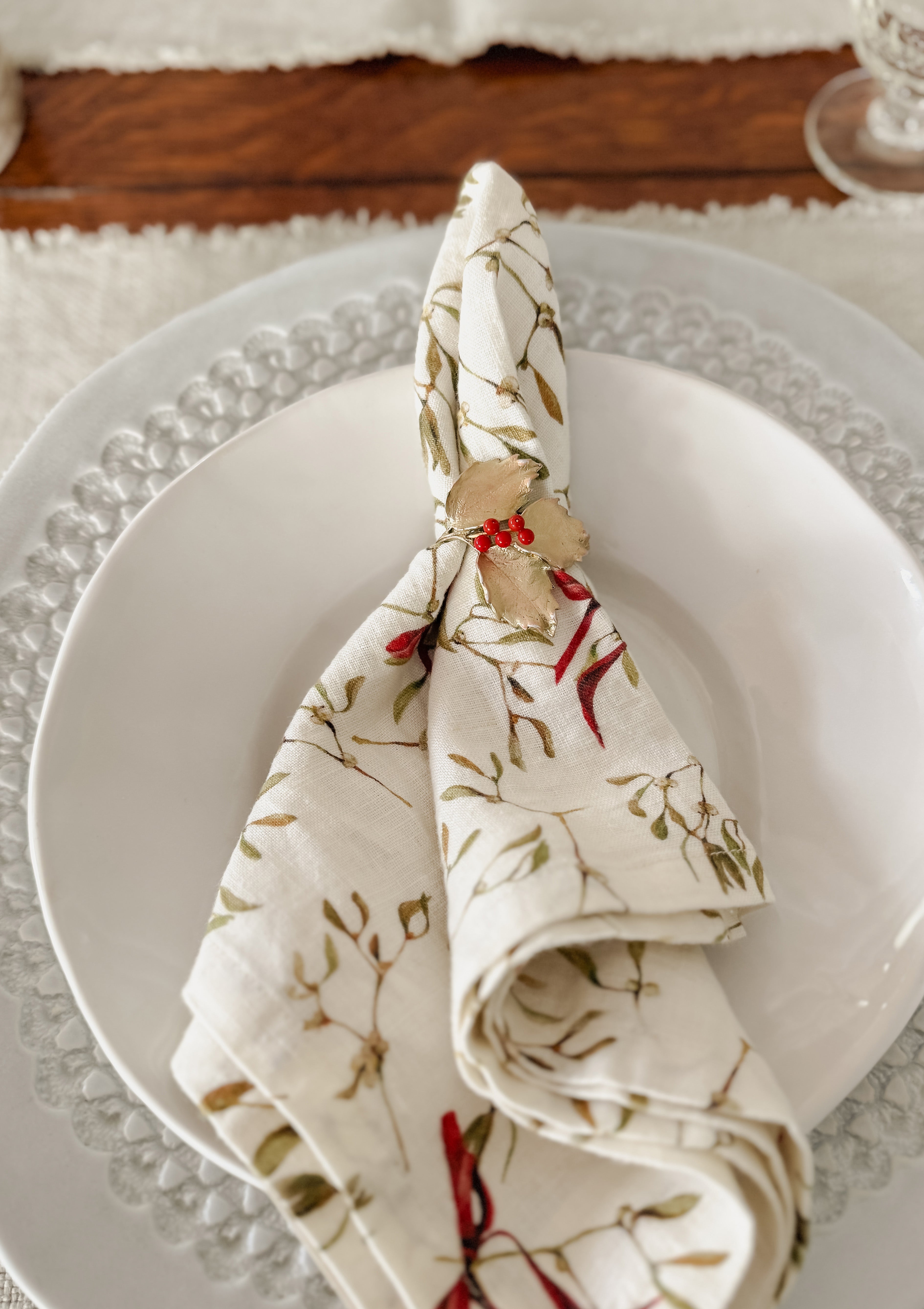 Mistletoe 100% Stone Washed Linen Napkin | Set Of 4