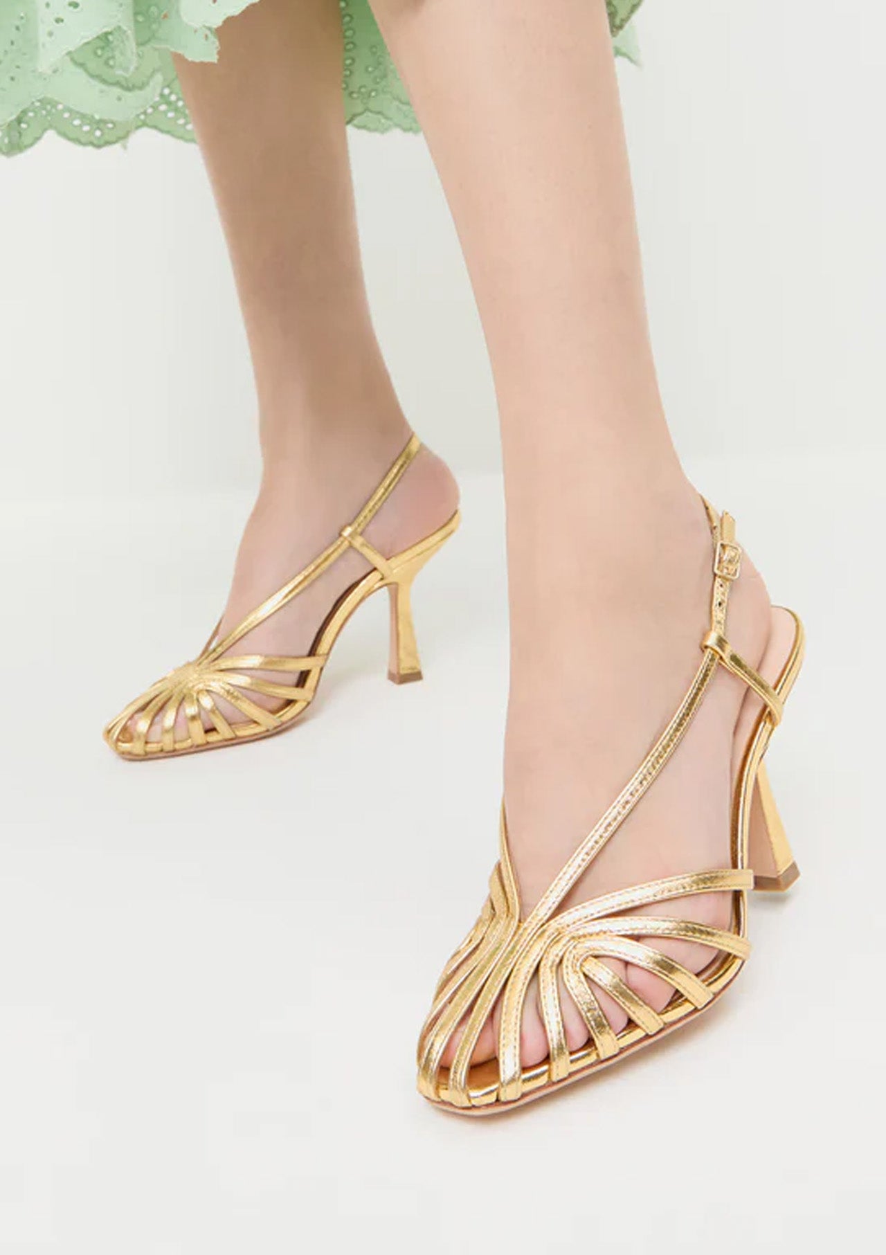 Alexandra Slingback Heeled Sandal | Gold