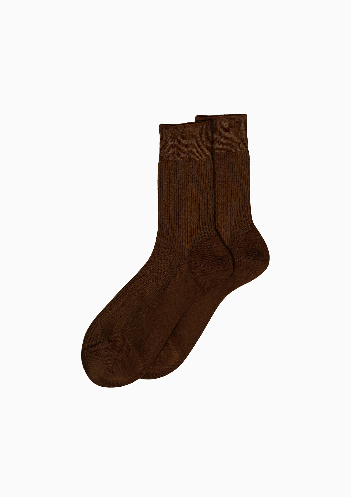 One Ribbed Socks | Dark Brown