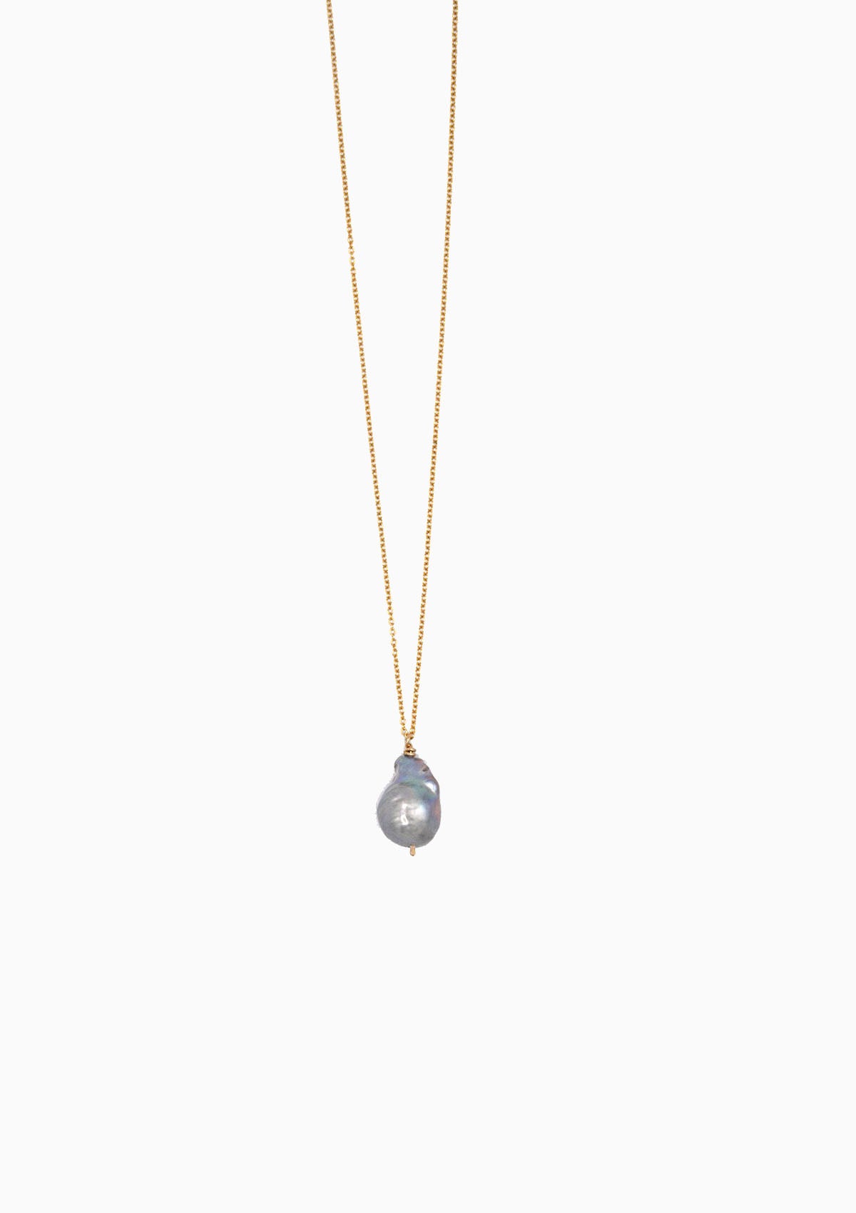 Baroque Pearl Drop 28" Necklace | Charcoal