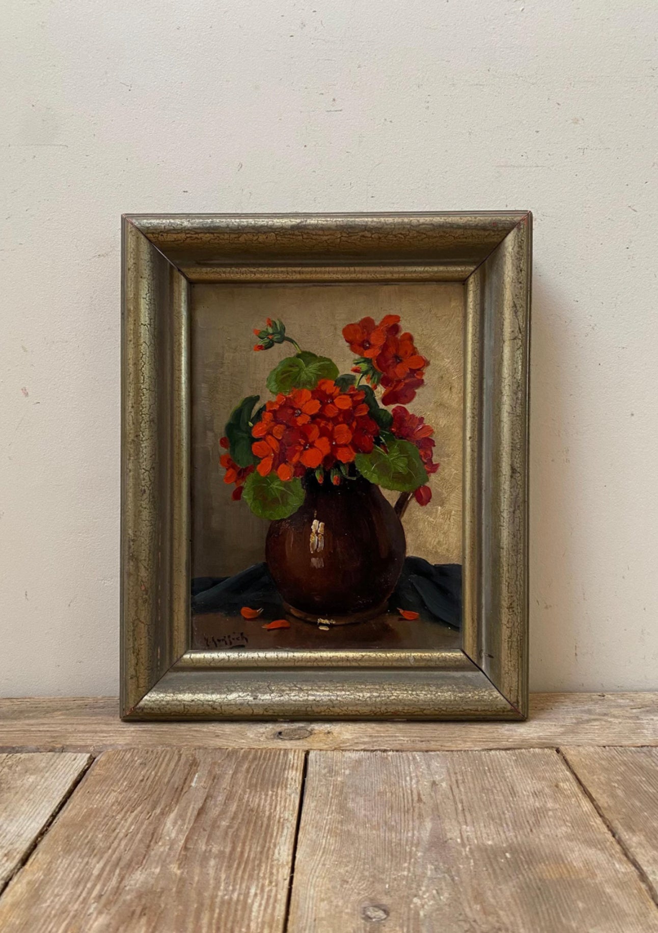 Original Antique East Indian Cherries Oil Painting | 9.5" x 12.5"