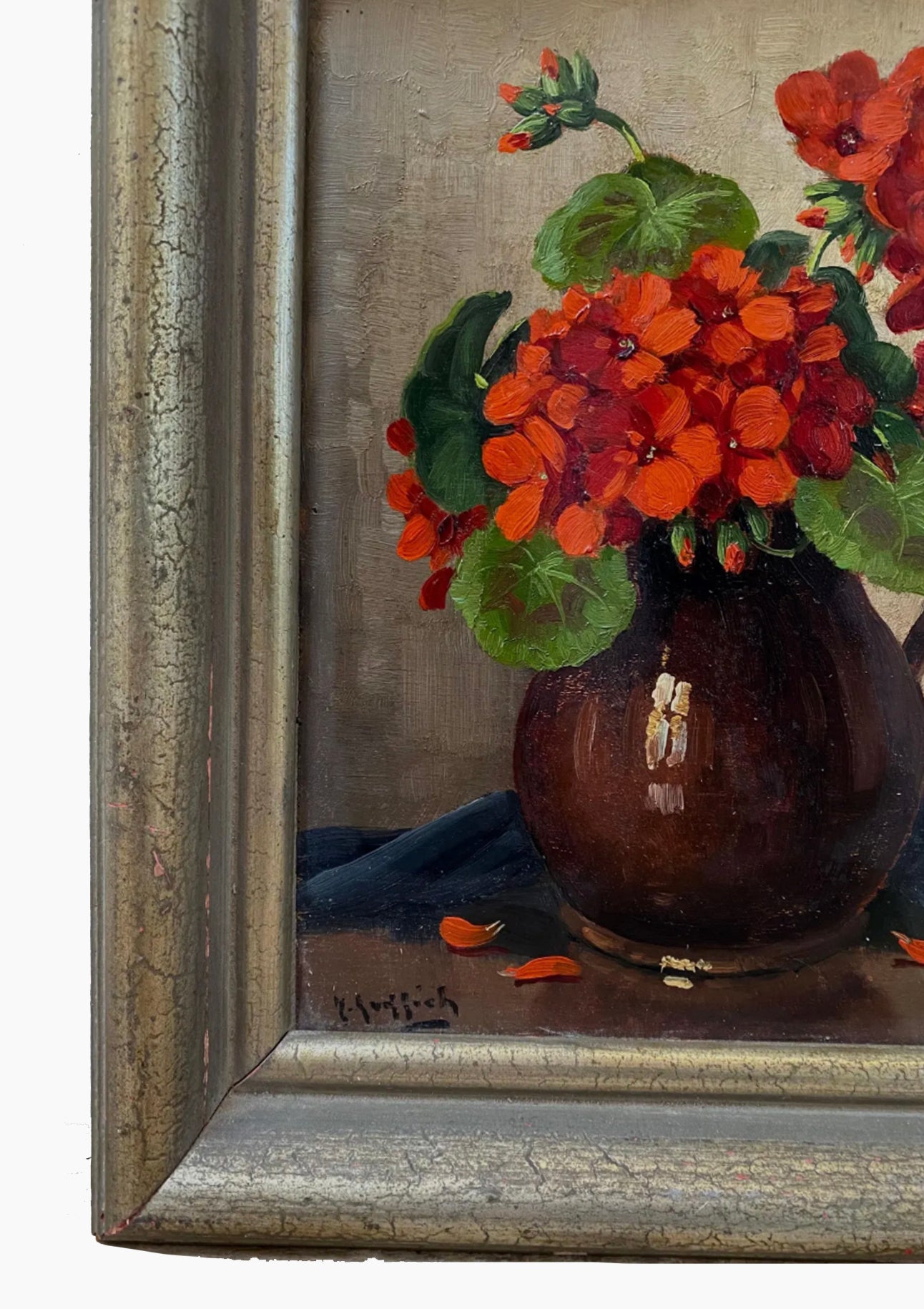 Original Antique East Indian Cherries Oil Painting | 9.5" x 12.5"