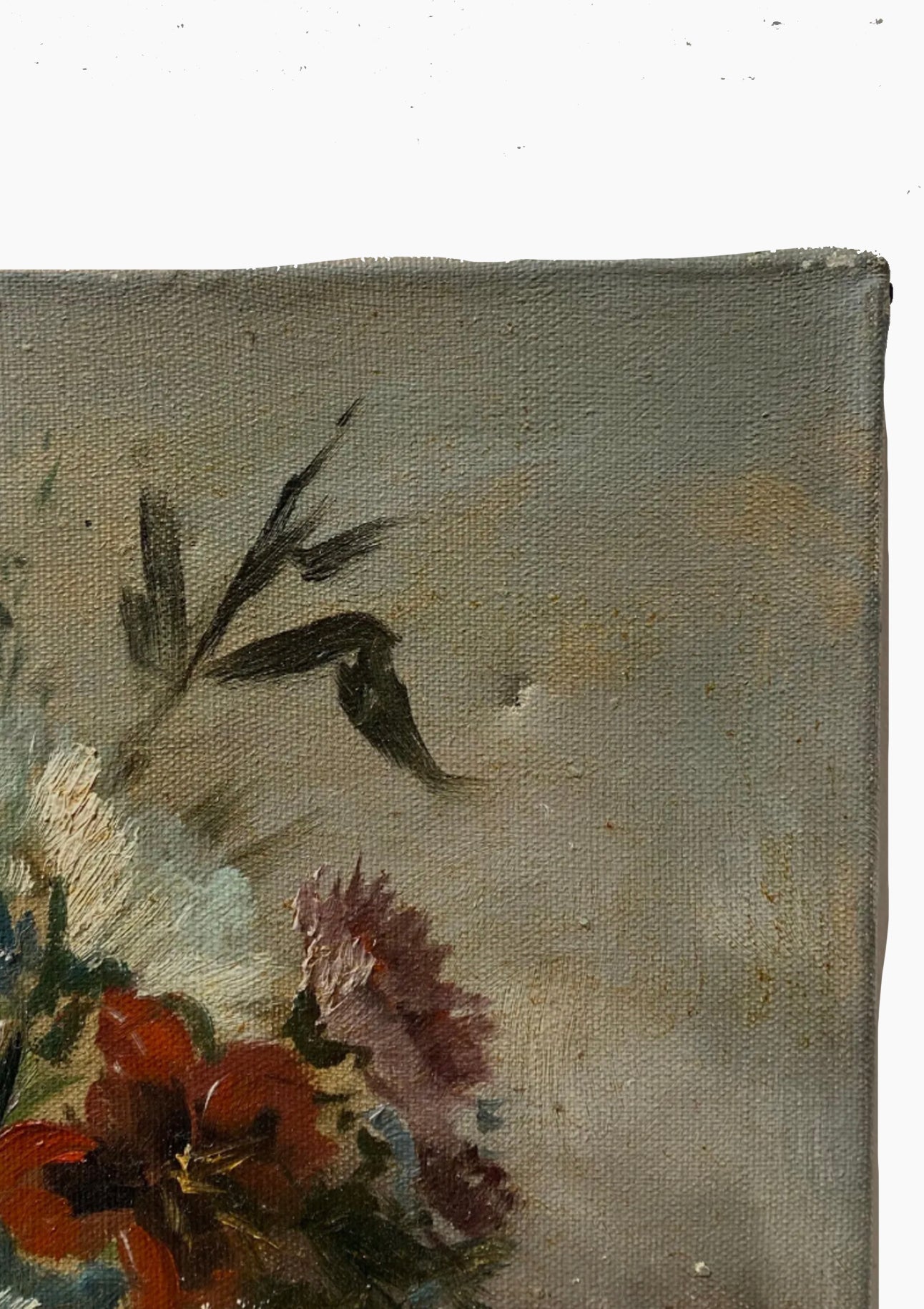 Original Antique Moody Wildflowers Oil Painting | 16" x 20"