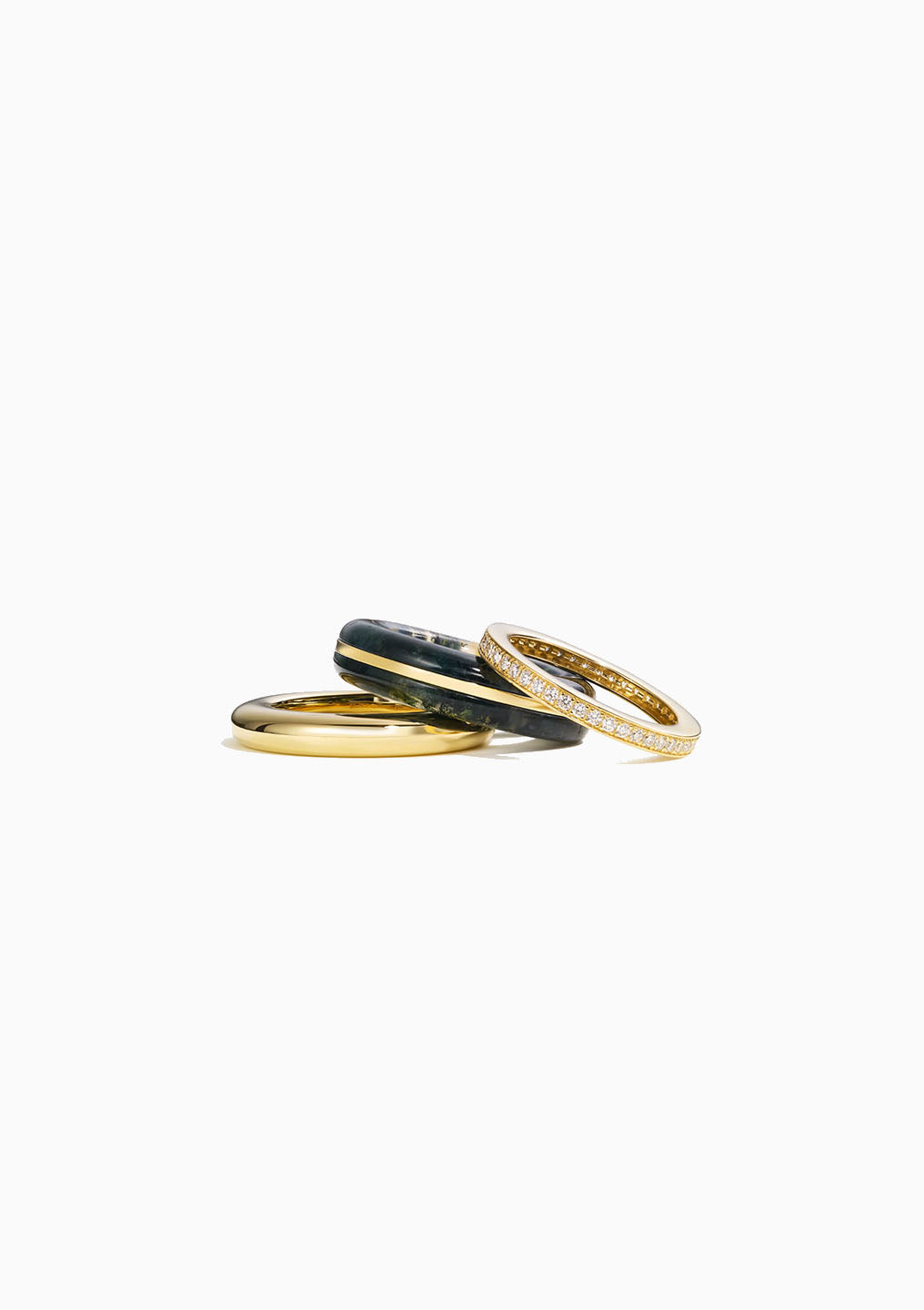 14K Classic Ring Stack | Moss Agate