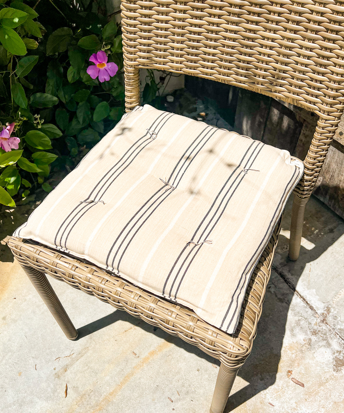 Tufted Chair Cushion | DIANI Signature Stripe, 16"x16"