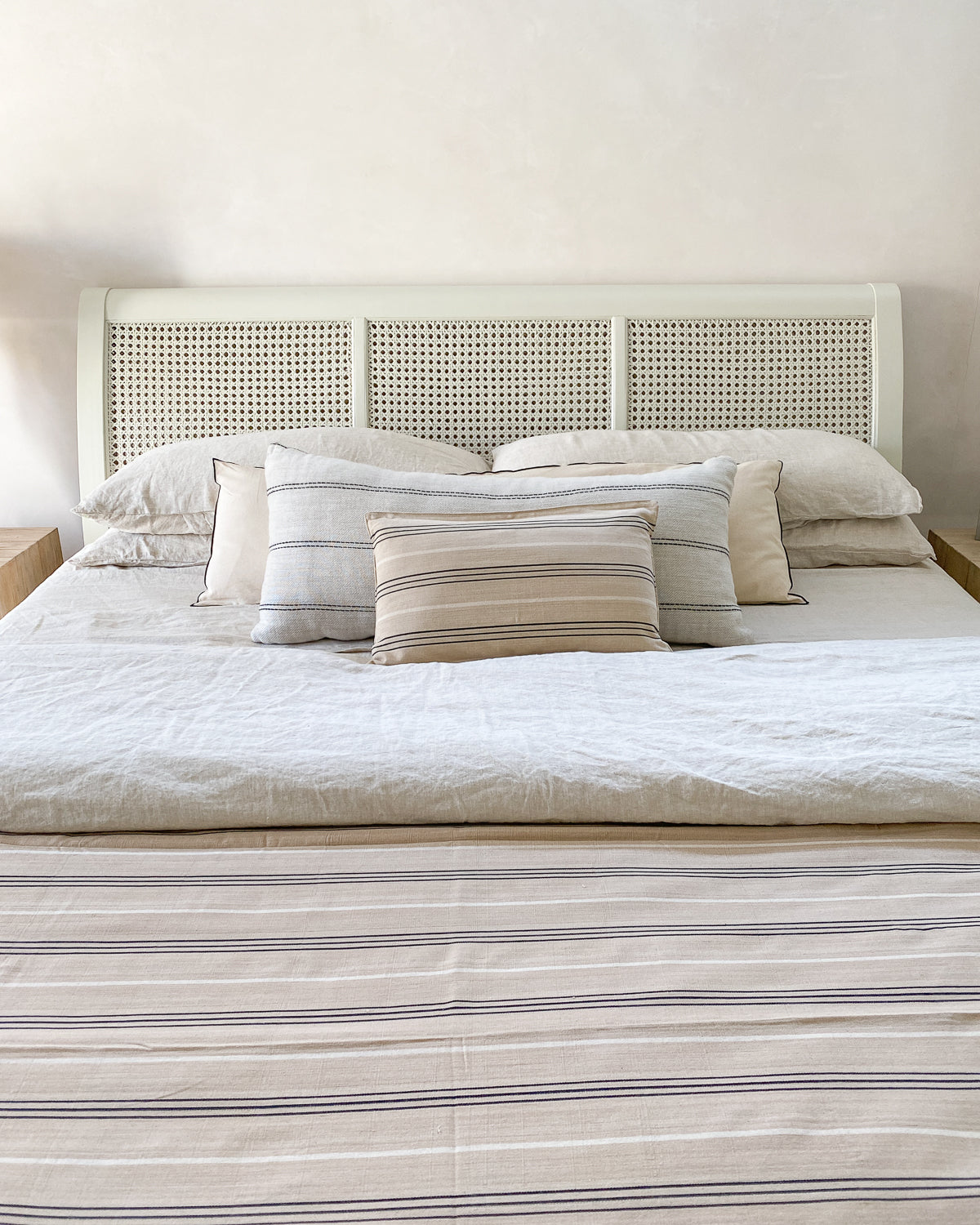 Bed Cover With Fringes | DIANI Signature Stripe, 94" x 102"