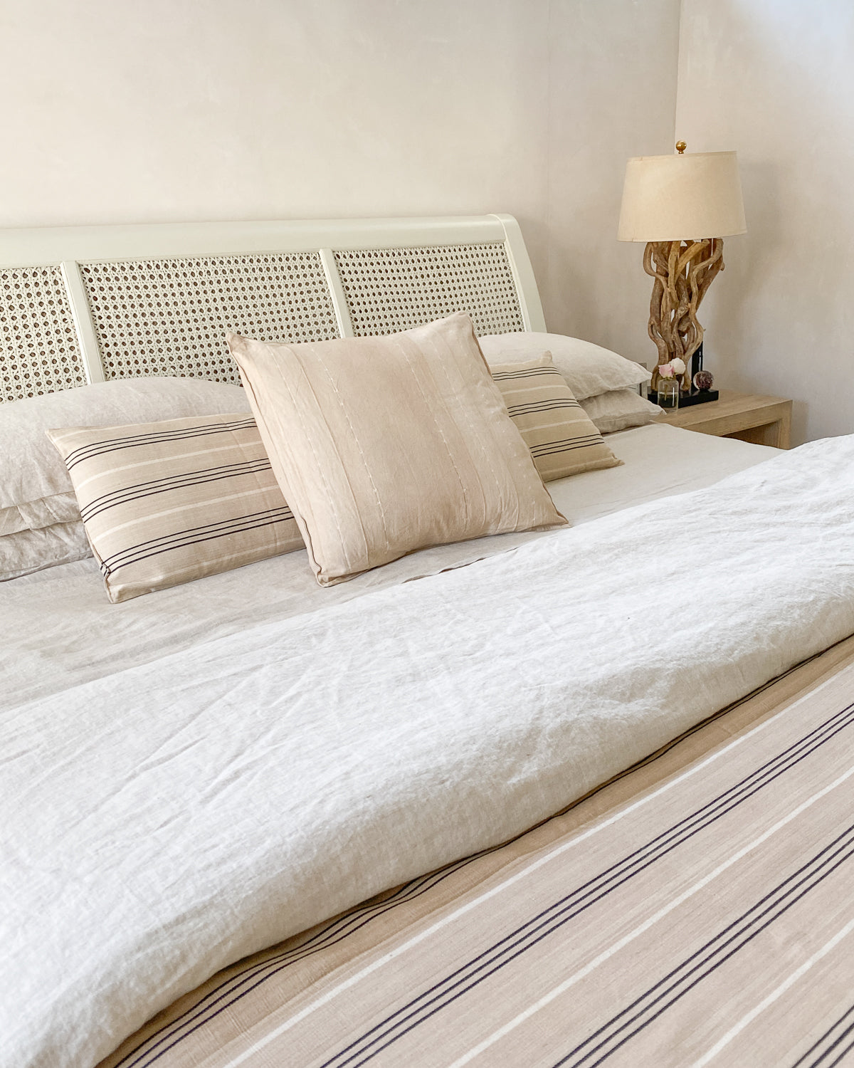 Bed Cover With Fringes | DIANI Signature Stripe, 94" x 102"